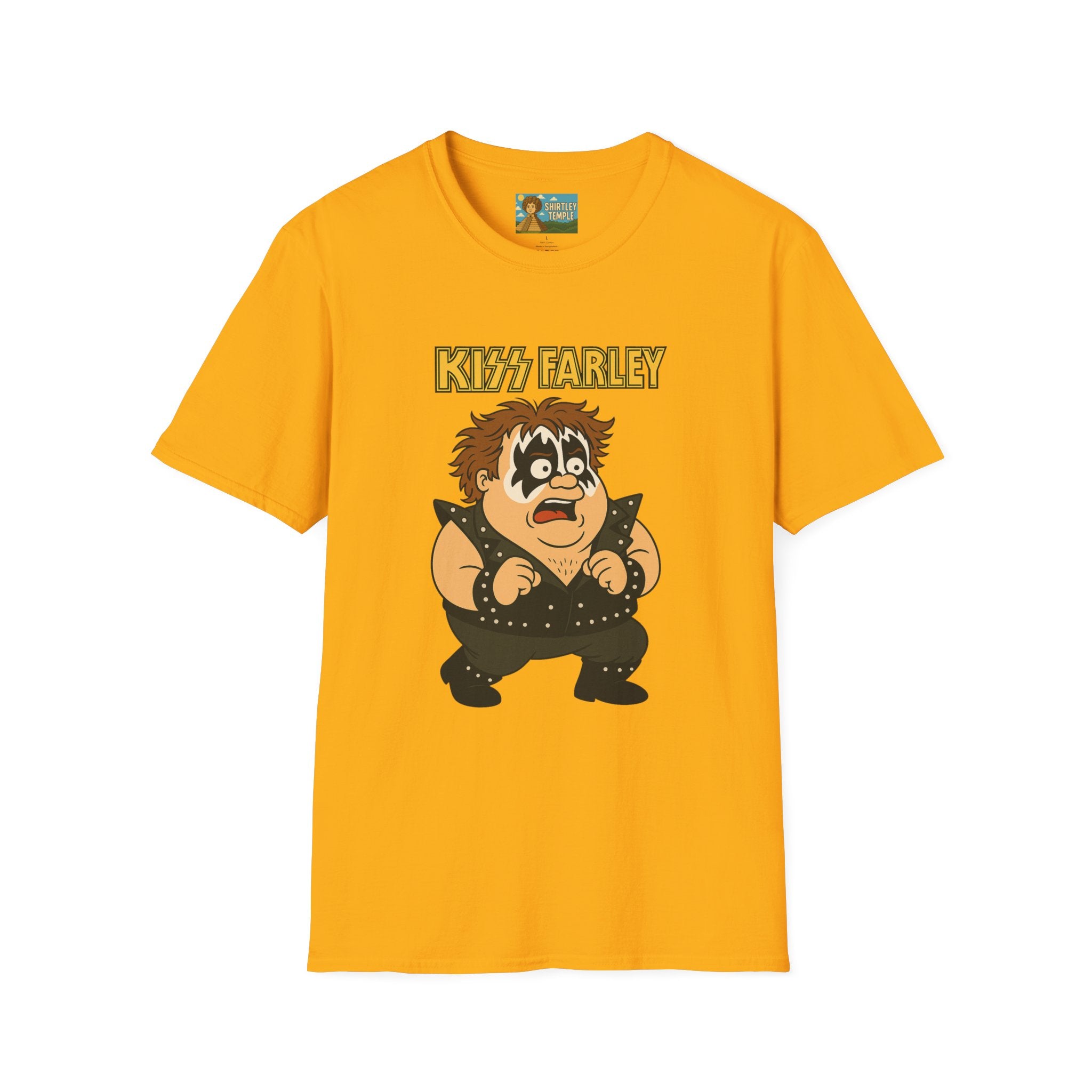 Kiss Farley T-Shirt, Rock Band Chris Farley Tribute Shirt, Funny Parody Mashup Tee, Unisex Softstyle Top, Gift for Music Lovers