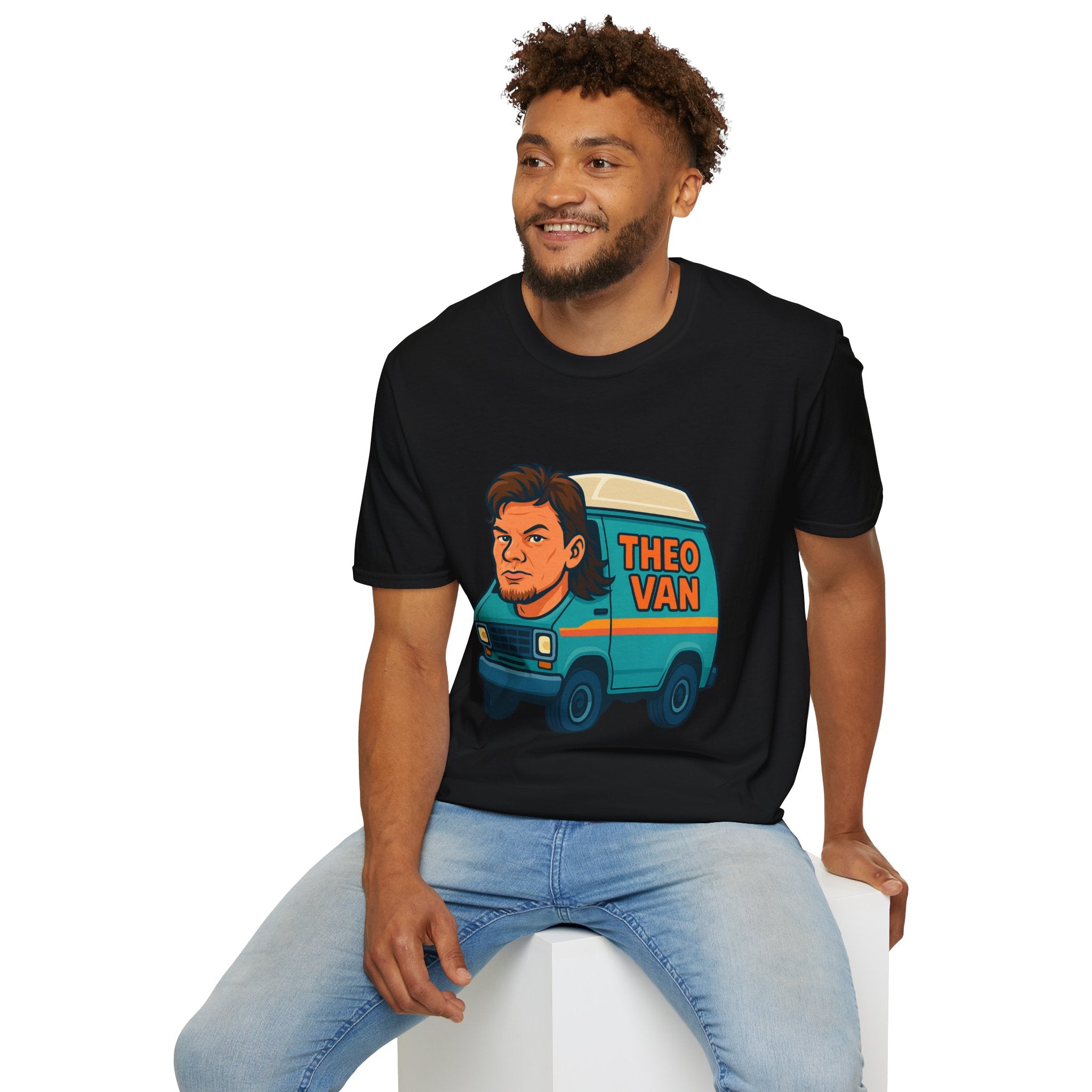 Theo Van (Theo Von + Van = Theo Van) Funny Tribute T-Shirt, Comedy Mashup Tee, Comedian Parody Shirt, Unisex Softstyle Top, Van Lover Gift