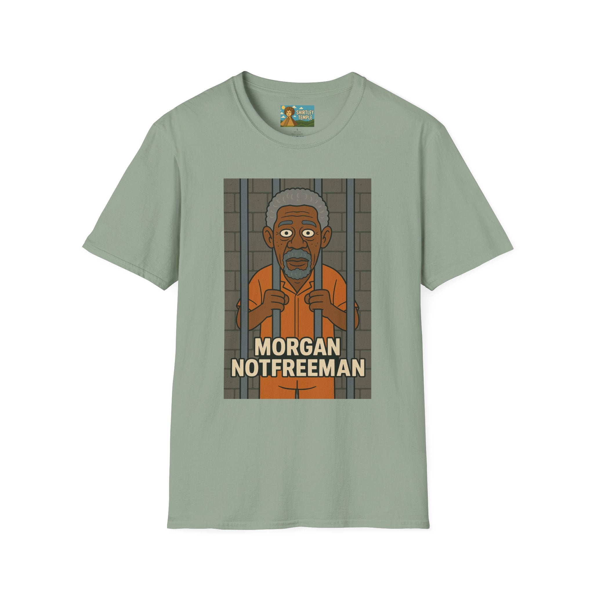 Morgan Notfreeman T-Shirt, Funny Parody Wordplay Tee, Unisex Softstyle Shirt, Morgan Freeman Not Free Comedy, Tribute Irony