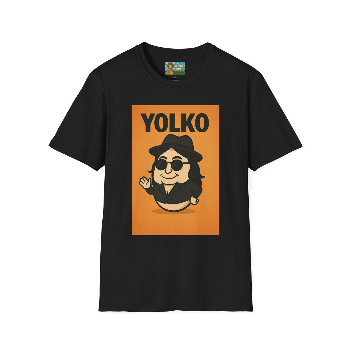 Yolko Funny Parody Unisex Softstyle T-Shirt, Egg Wordplay Tee, Humorous Yoko Tribute Shirt, Novelty Graphic Top, Comical Musician Fan Gift