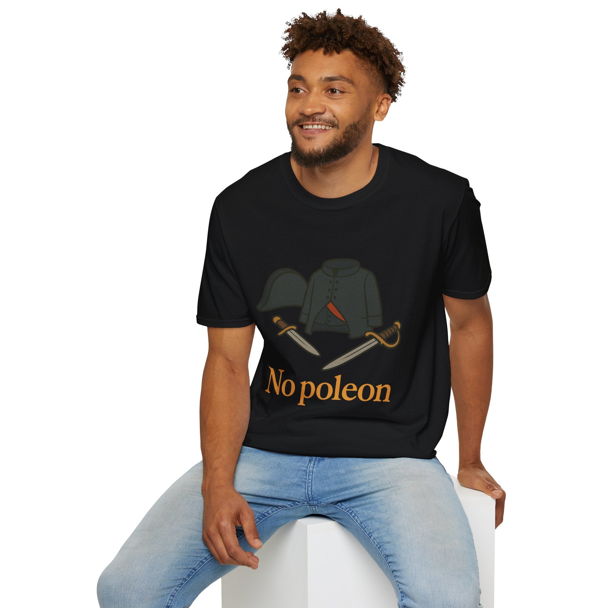 No Poleon Funny Napoleon Parody Softstyle T-Shirt, Clothes Pun Tee, Comedy Gift Shirt, Napoleonic Graphic Top, Historical Wordplay Apparel