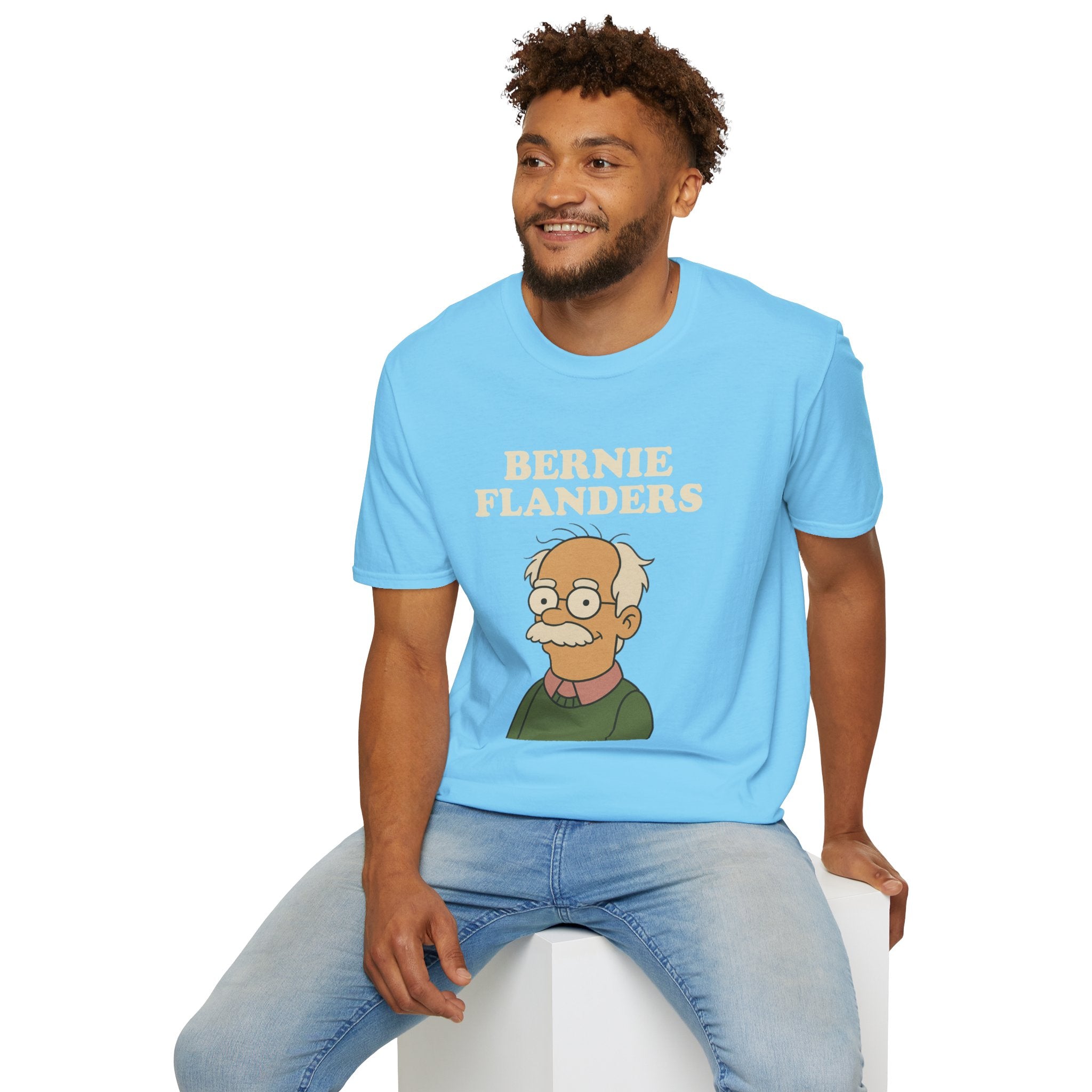 Bernie Flanders funny mashup simpson's style Bernie Sanders and Ned Flanders wordplay nerd gift unisex tee