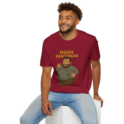 Hugh Snackman Funny Shirt, Hugh Jackman Parody Tee, Comedy Tribute Apparel, Unisex Softstyle T-Shirt