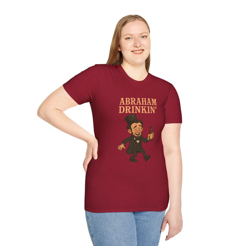 Abraham Drinkin' Party Shirt, St. Patrick's Day Tee, Unisex Tshirt, Funny Wordplay Graphic Tee, Gift for History Buffs