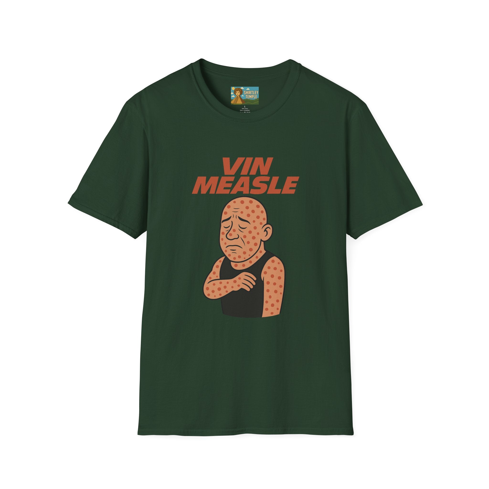Vin Measle Parody Unisex Softstyle T-Shirt, Actor Measles Wordplay Tee, Humorous Graphic Tee Shirt, Comedy Movie Fan Gift, Lightweight
