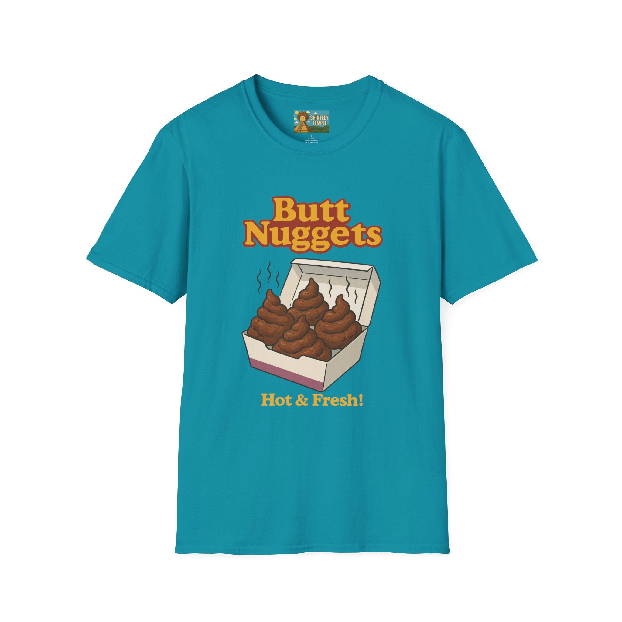 Butt Nuggets Funny Unisex Softstyle T-Shirt, Chicken Poop Pun Tee, Hilarious Wordplay Apparel, Comfy Graphic Shirt, Unisex Shirt for Joke
