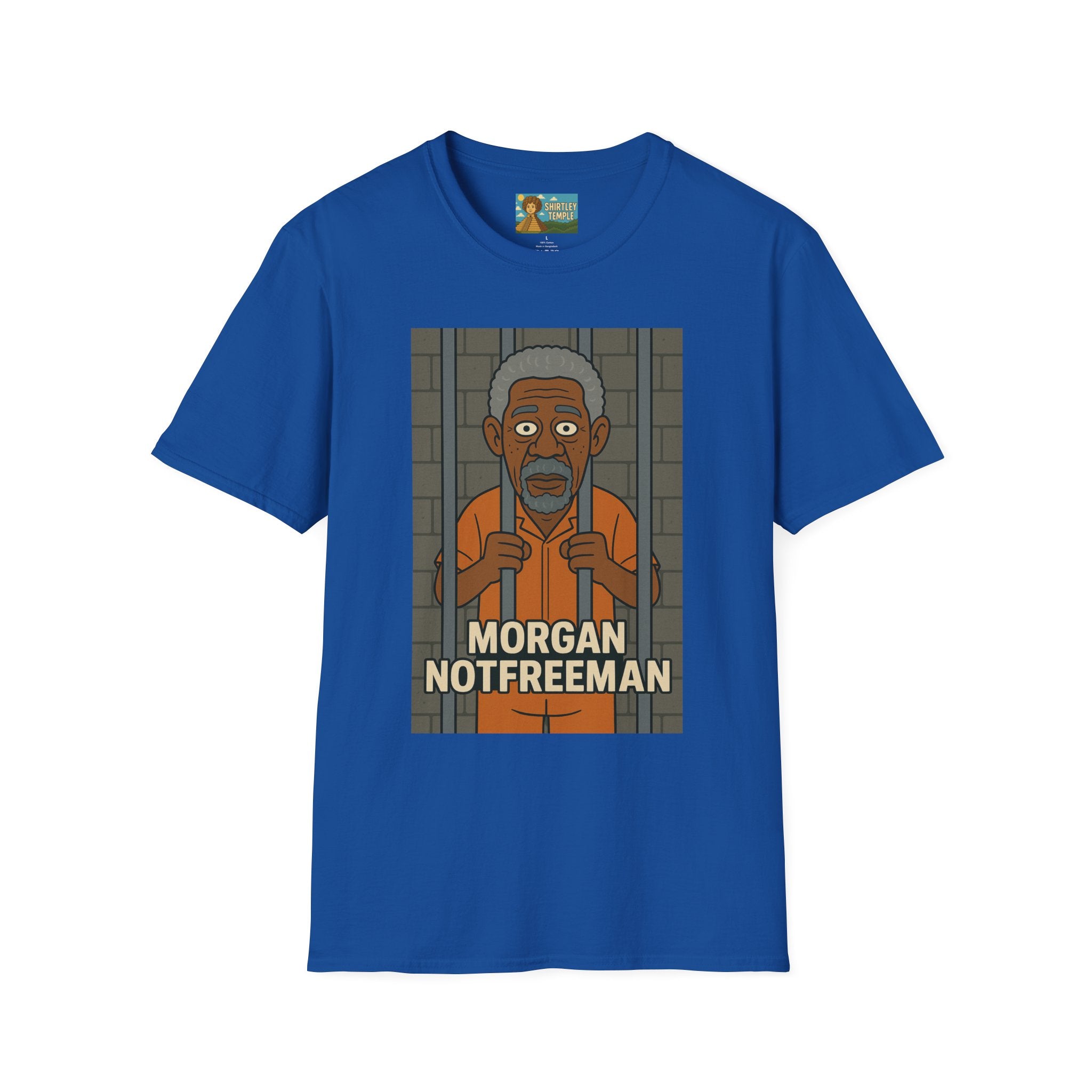 Morgan Notfreeman T-Shirt, Funny Parody Wordplay Tee, Unisex Softstyle Shirt, Morgan Freeman Not Free Comedy, Tribute Irony
