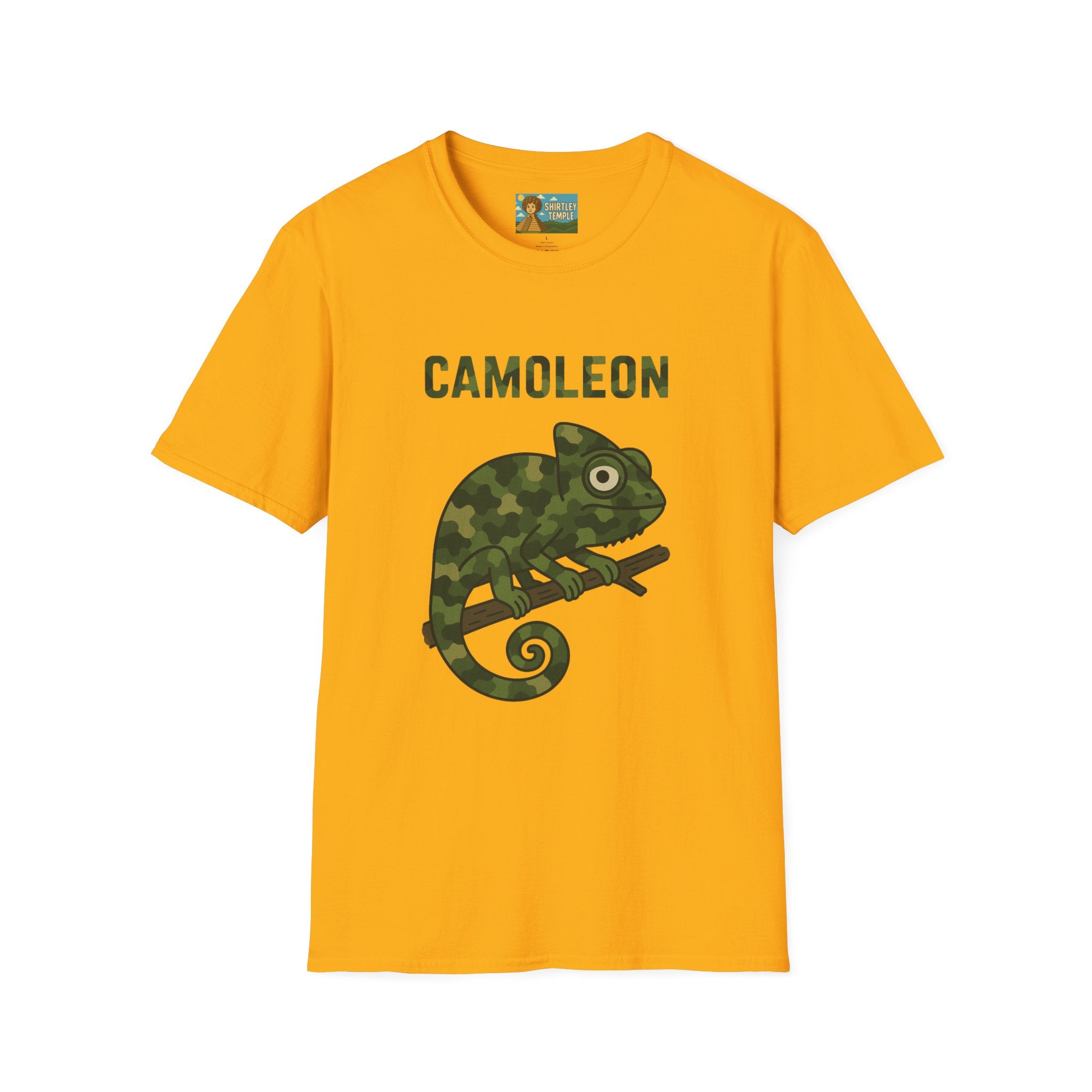 Camoleon Funny Parody T-Shirt, Comedy Mashup Tee, Military Camo Chameleon Shirt, Unisex Softstyle Top