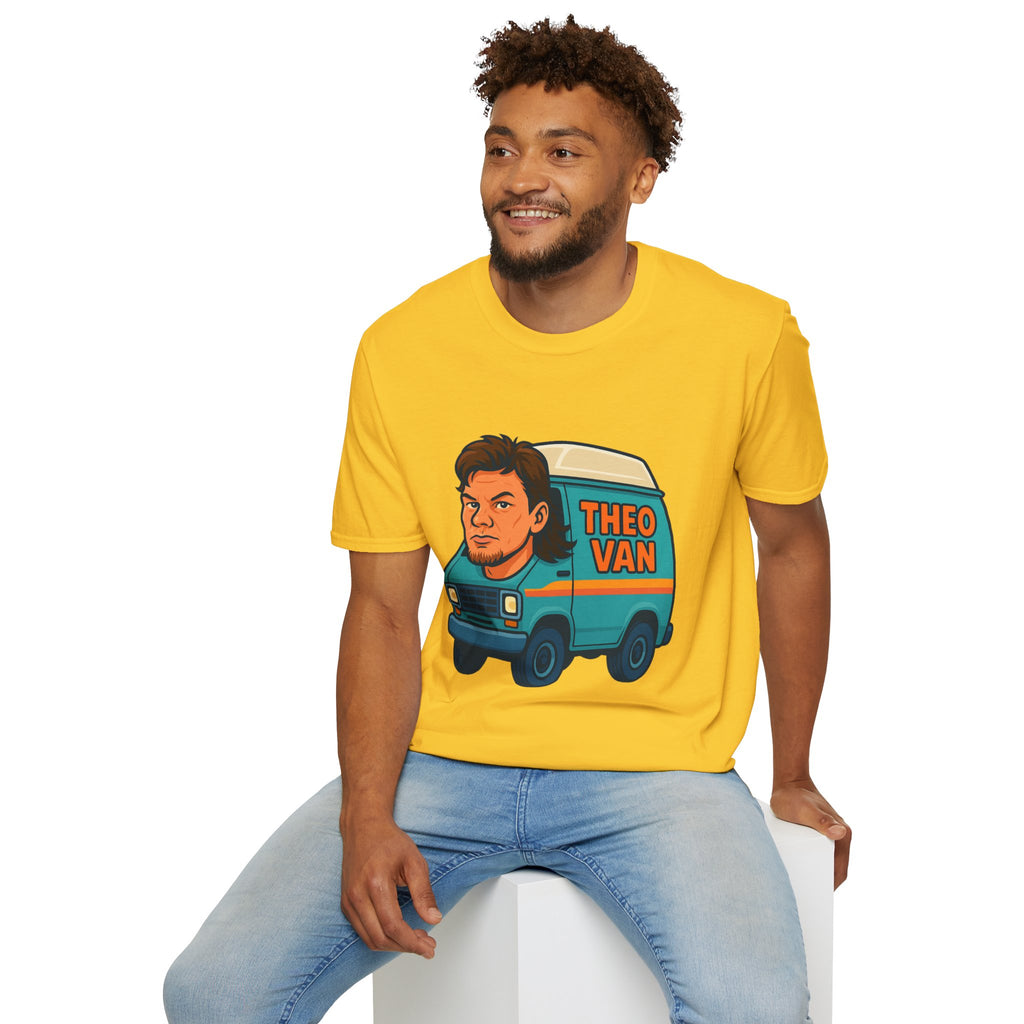 Theo Van (Theo Von + Van = Theo Van) Funny Tribute T-Shirt, Comedy Mashup Tee, Comedian Parody Shirt, Unisex Softstyle Top, Van Lover Gift