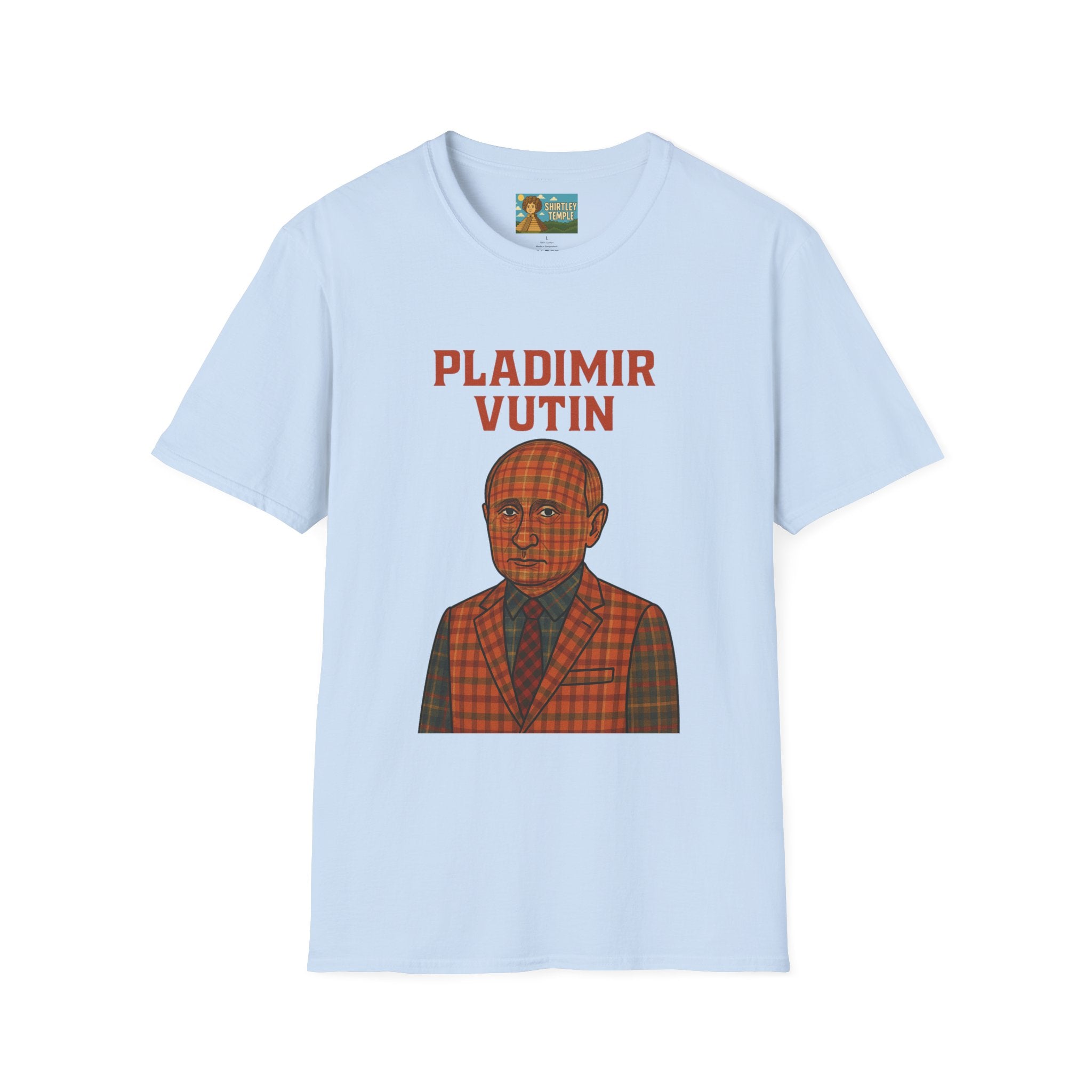 Pladimir Vutin T-Shirt, Funny Putin Parody Shirt, Plaid Person Pun Tee, Comedy Putin Plaid Top, Vladimir Putin Plaid Wordplay Apparel