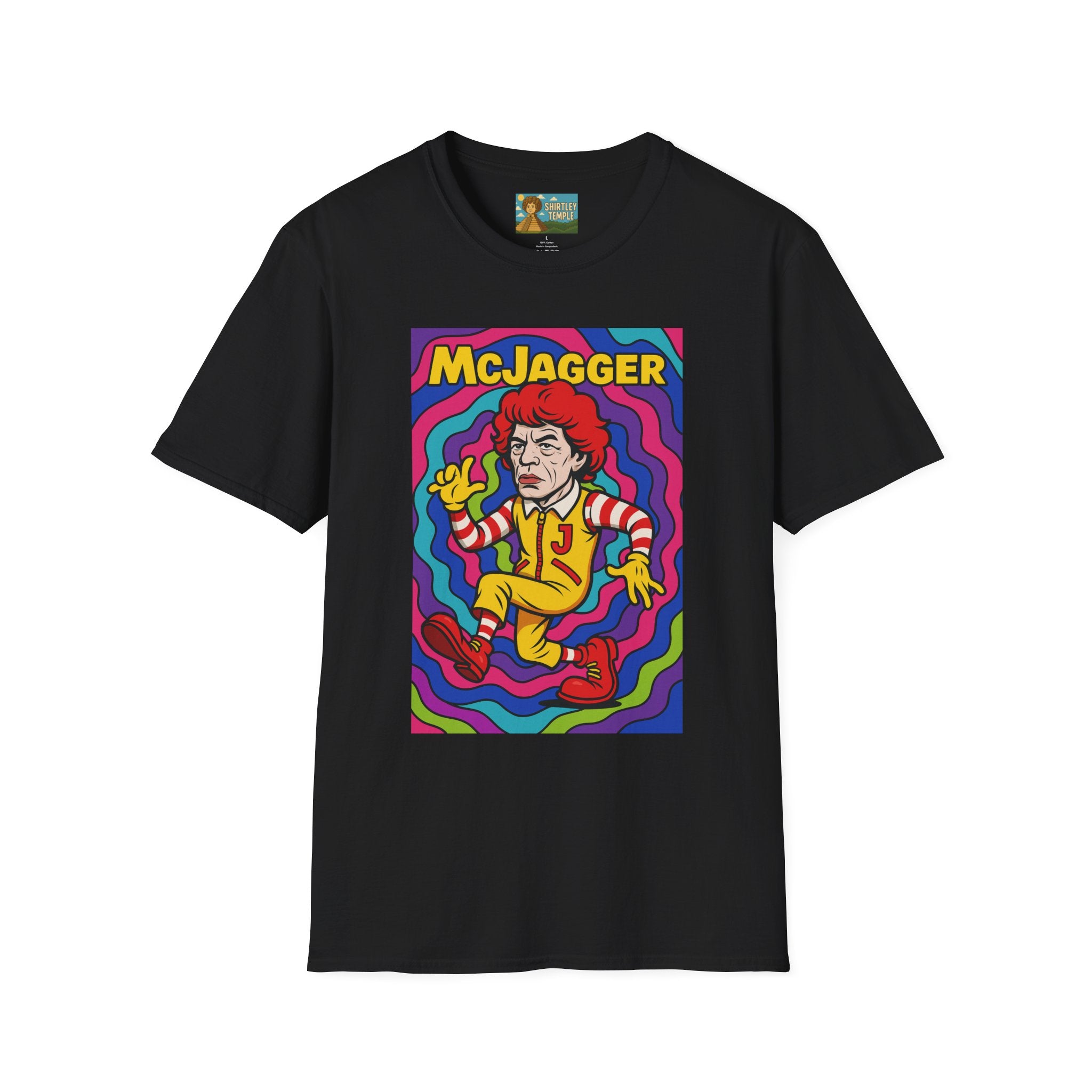 McJagger ver 2 Psychedelic Funny Unisex T-Shirt, Mashup Tribute Tee for Men and Women, Softstyle Shirt for Comedy Fans, Parody Graphic Tee