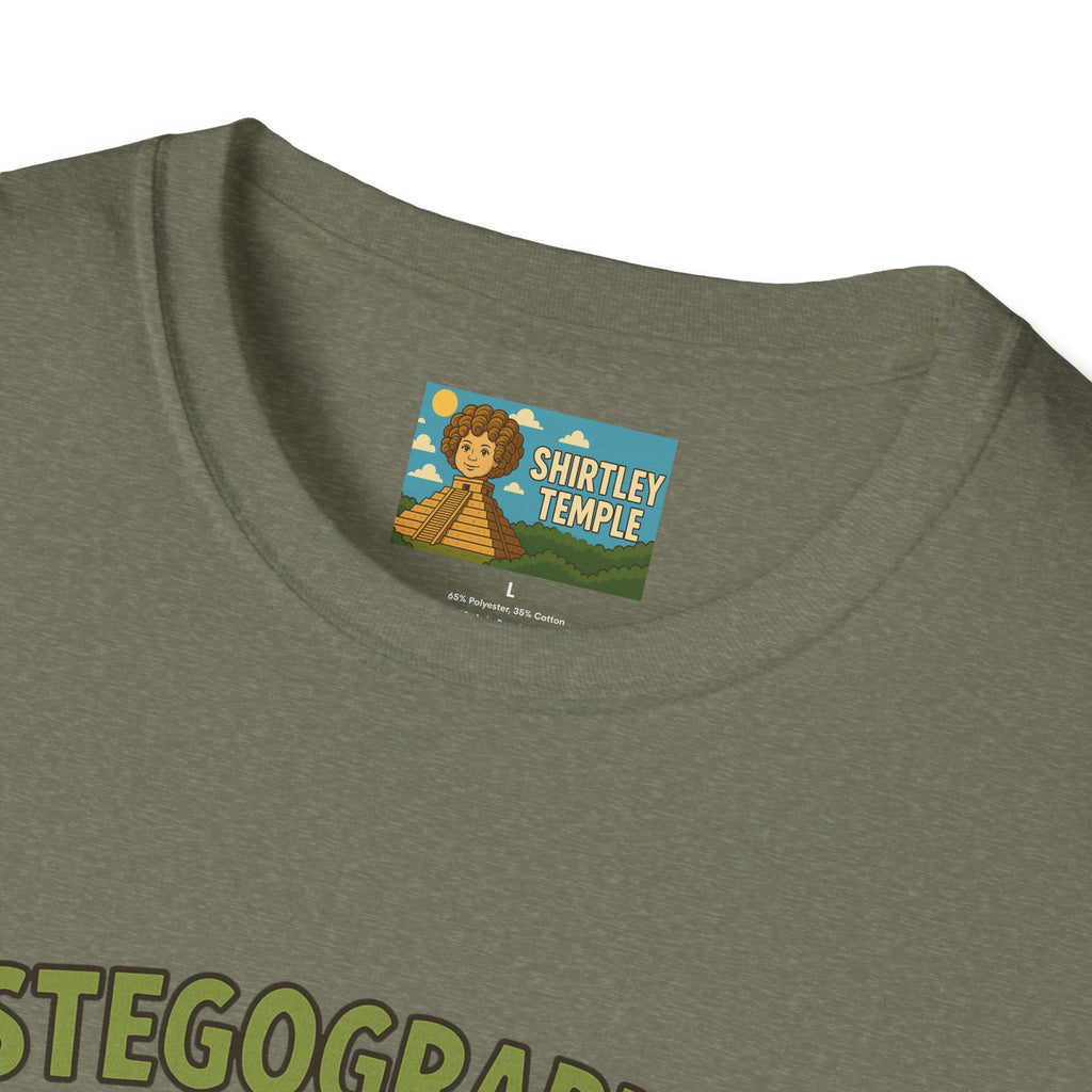 Stegographer Funny Stegosaurus Stenographer Mashup Softstyle Tee, Dino Wordplay Shirt, Unisex Tshirt Gift, Office tee for Dinosaur