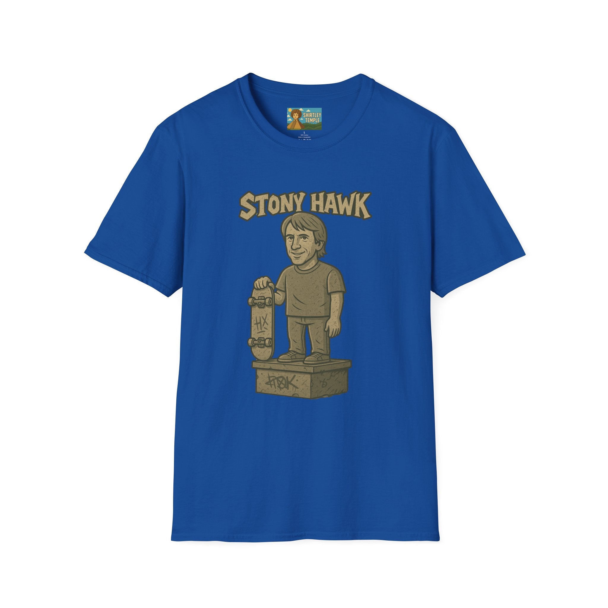 Stony Hawk Unisex T-Shirt, Skateboard Legend Parody Tee, Statue Wordplay Shirt, Funny Skater Gift, Skateboarding Fan Top