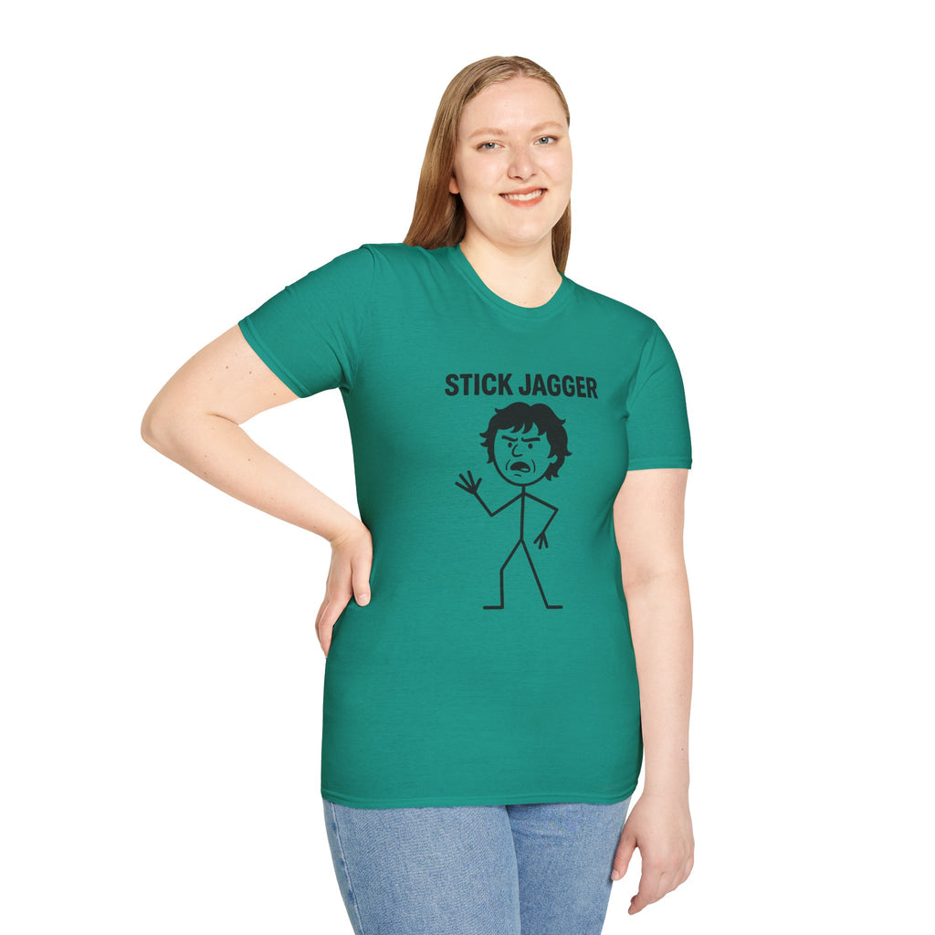 Stick Jagger Funny Shirt, Stick Figure Parody Wordplay T-Shirt, Pun Mashup Tee, Humorous Graphic Top, Sarcastic Slogan Clothing