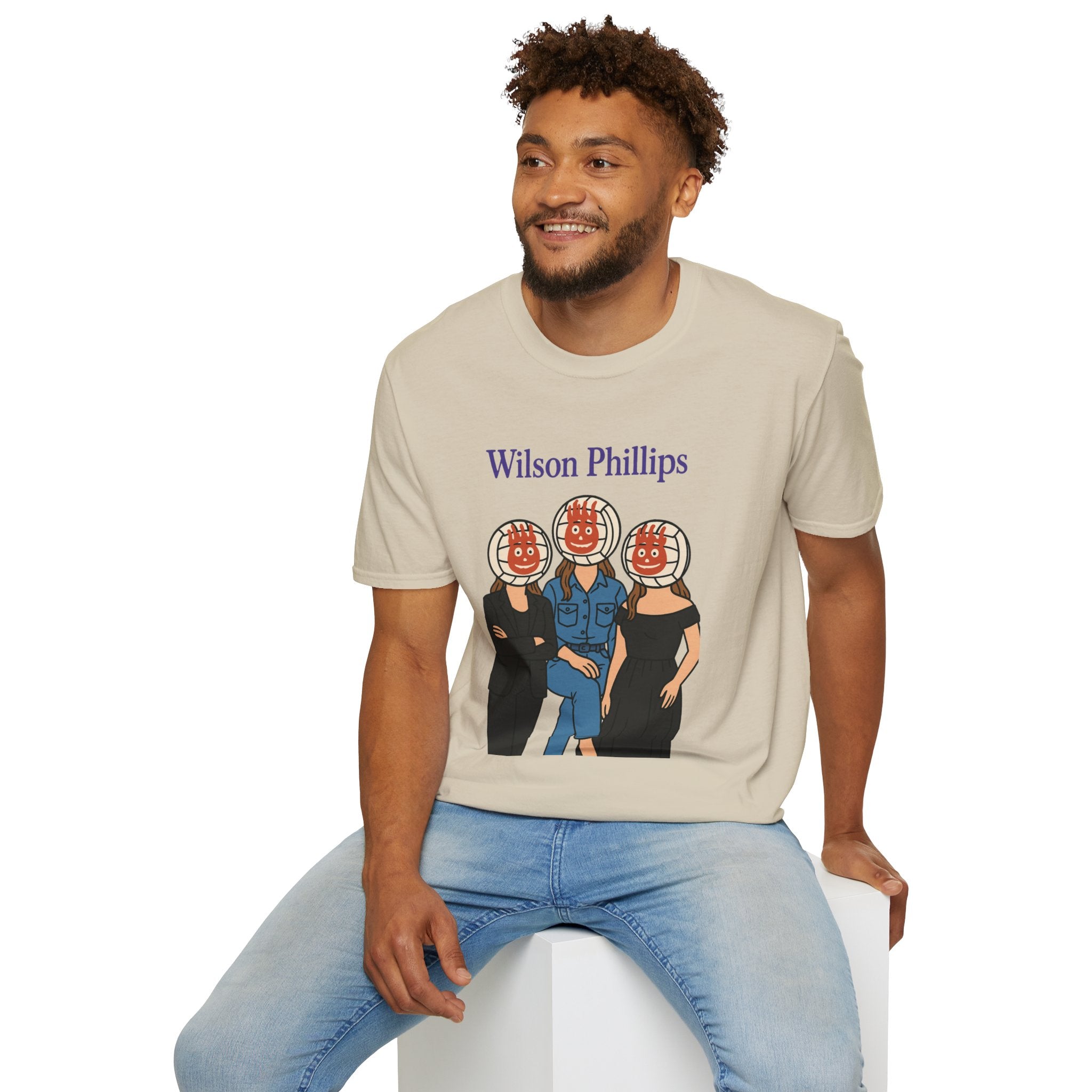 Wilson and Phillips Mashup Softstyle T-Shirt, Funny Wordplay Tribute Singers, Volleyball Theme Gift Tee