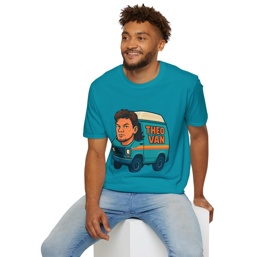 Theo Van (Theo Von + Van = Theo Van) Funny Tribute T-Shirt, Comedy Mashup Tee, Comedian Parody Shirt, Unisex Softstyle Top, Van Lover Gift