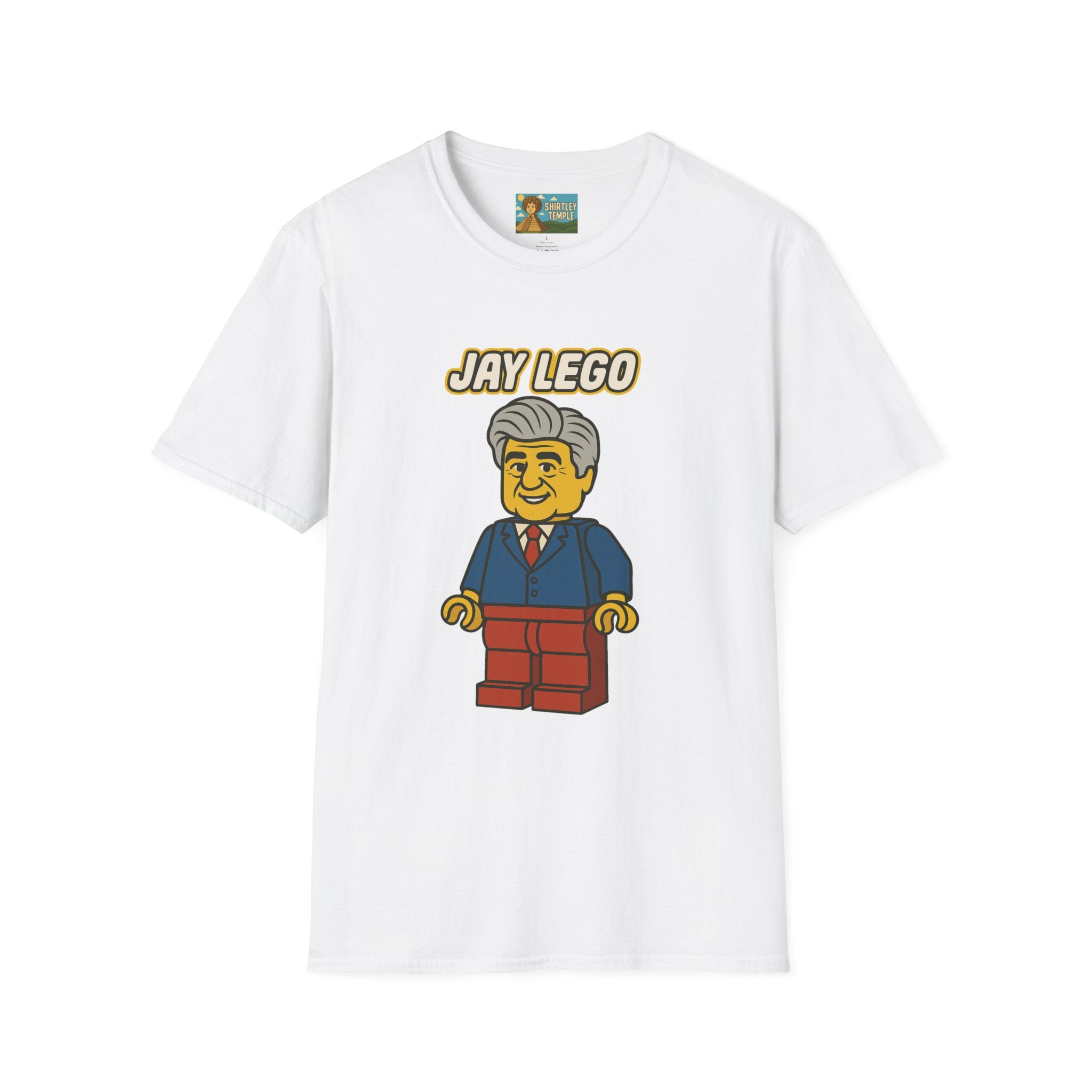 Jay Lego Funny Shirt Parody Apparel, Comedy Tribute, Lego Person, Jay Leno Mashup