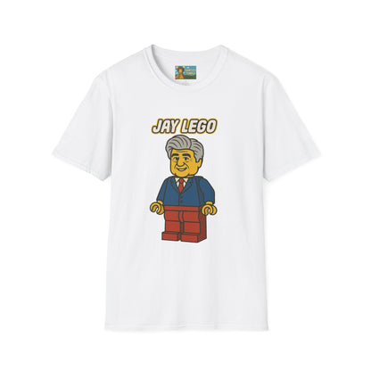 Jay Lego Funny Shirt Parody Apparel, Comedy Tribute, Lego Person, Jay Leno Mashup