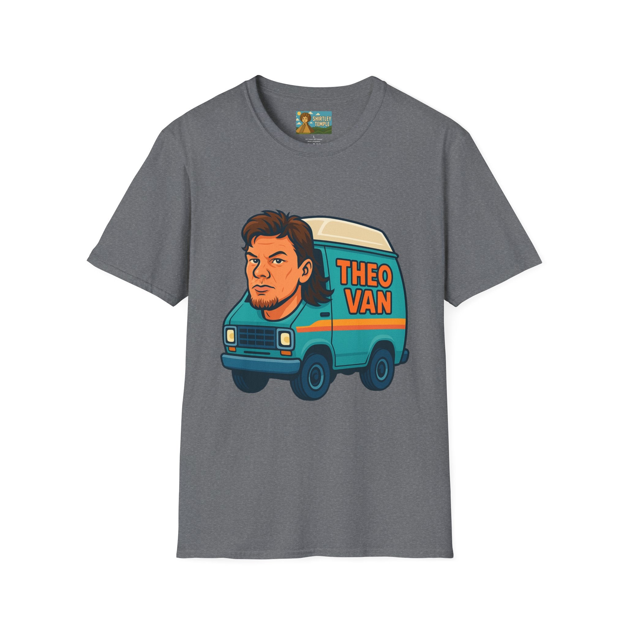 Theo Van (Theo Von + Van = Theo Van) Funny Tribute T-Shirt, Comedy Mashup Tee, Comedian Parody Shirt, Unisex Softstyle Top, Van Lover Gift