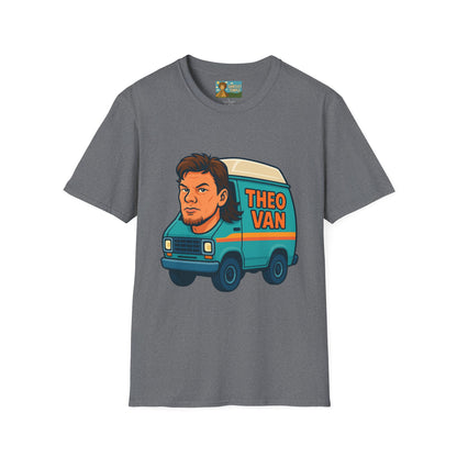 Theo Van (Theo Von + Van = Theo Van) Funny Tribute T-Shirt, Comedy Mashup Tee, Comedian Parody Shirt, Unisex Softstyle Top, Van Lover Gift