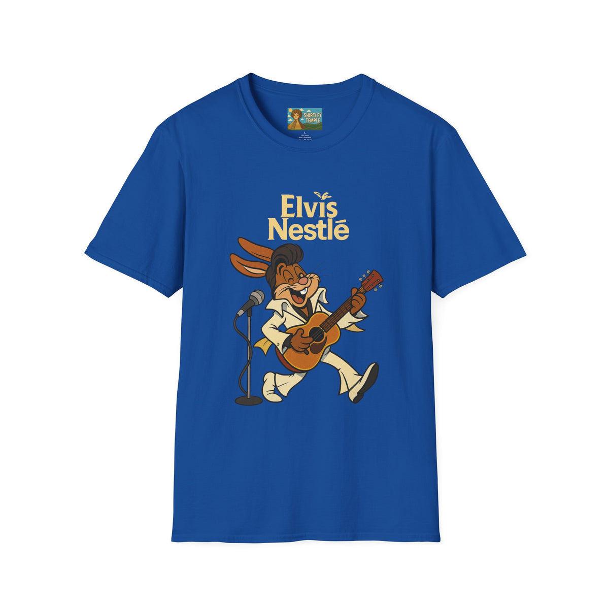 Elvis Nestle Mashup T-Shirt, Rock and Roll Rabbit Funny Tribute Tee, Musician Food Mascot Parody Shirt