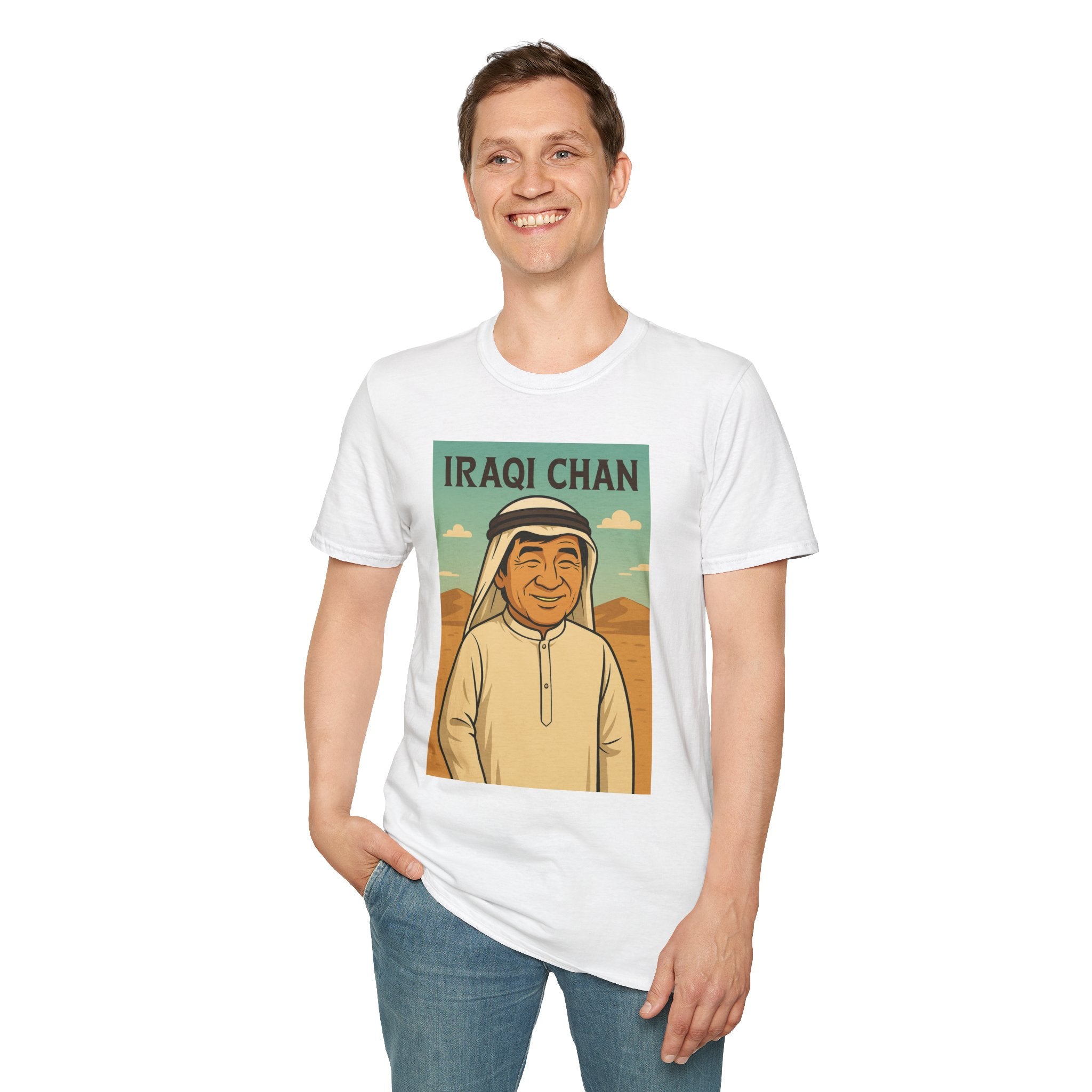 Iraqi Chan Unisex T-Shirt, Funny Jackie Chan Parody Apparel, Comedy Tribute Tee, Mashup Shirt