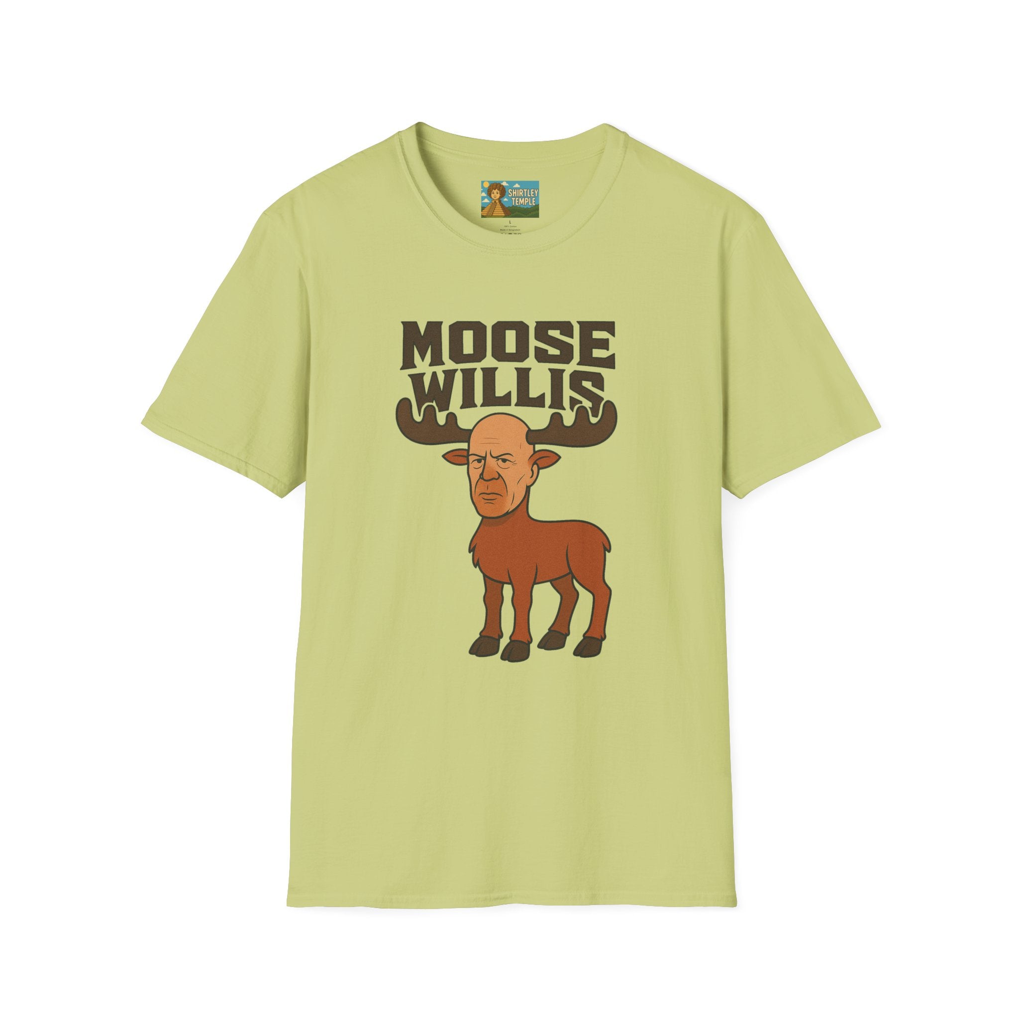 Moose Willis T-Shirt, Bruce Willis Parody Shirt, Moose Pun Tee, Comedy Mashup Apparel