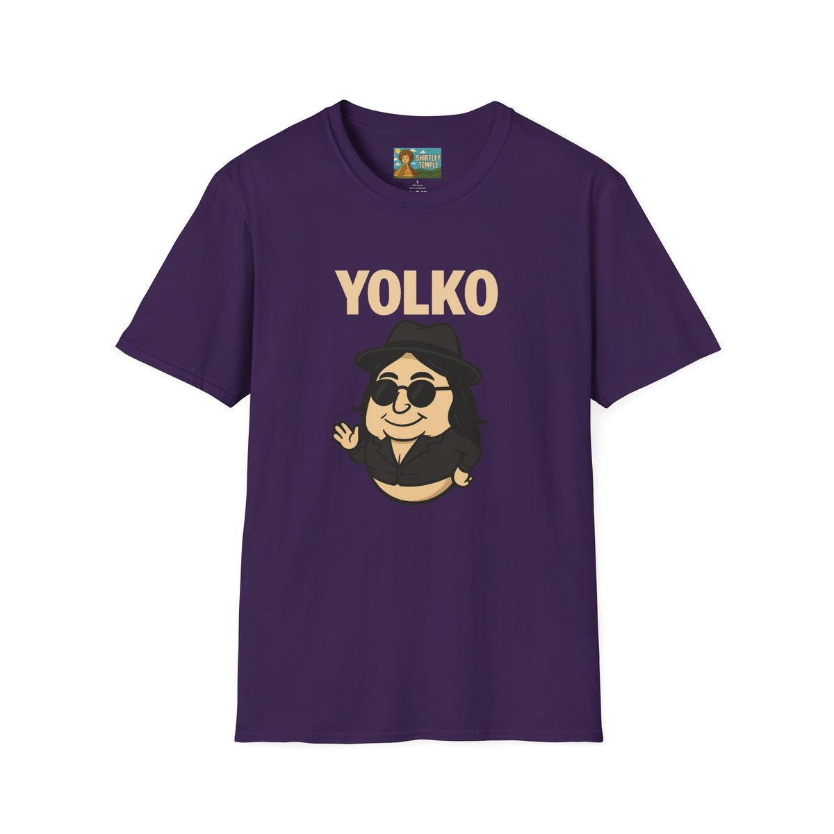 Yolko Funny Parody Unisex Softstyle T-Shirt, Egg Wordplay Tee, Humorous Yoko Tribute Shirt, Novelty Graphic Top, Comical Musician Fan Gift