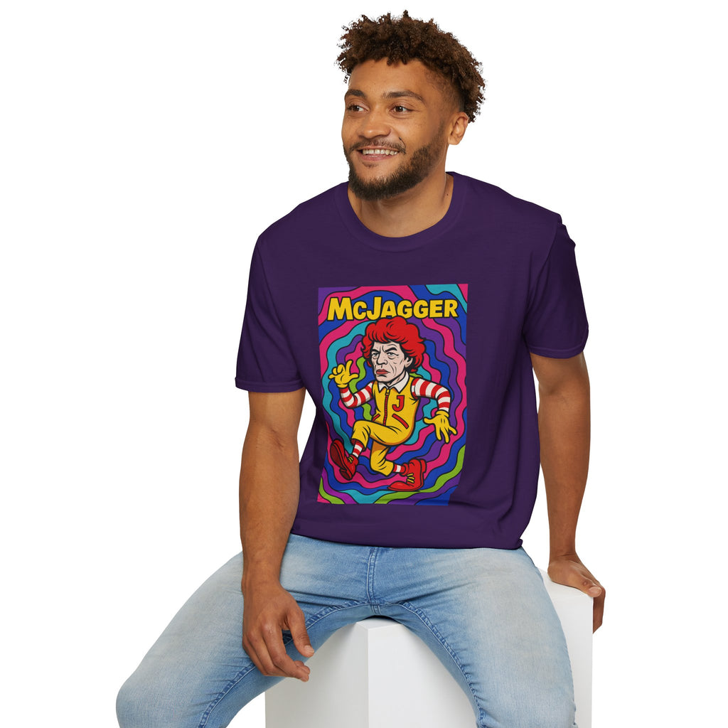 McJagger ver 2 Psychedelic Funny Unisex T-Shirt, Mashup Tribute Tee for Men and Women, Softstyle Shirt for Comedy Fans, Parody Graphic Tee