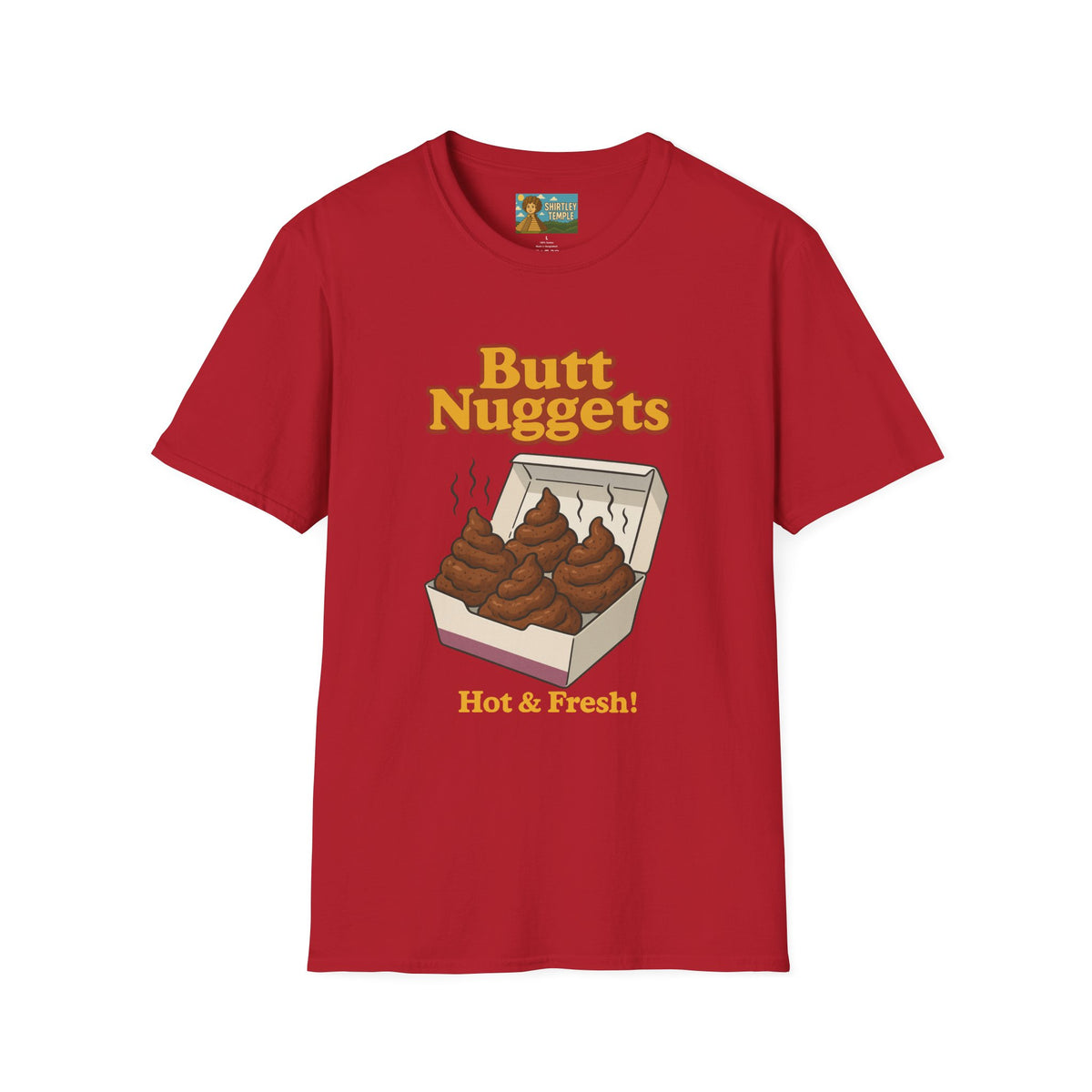 Butt Nuggets Funny Unisex Softstyle T-Shirt, Chicken Poop Pun Tee, Hilarious Wordplay Apparel, Comfy Graphic Shirt, Unisex Shirt for Joke
