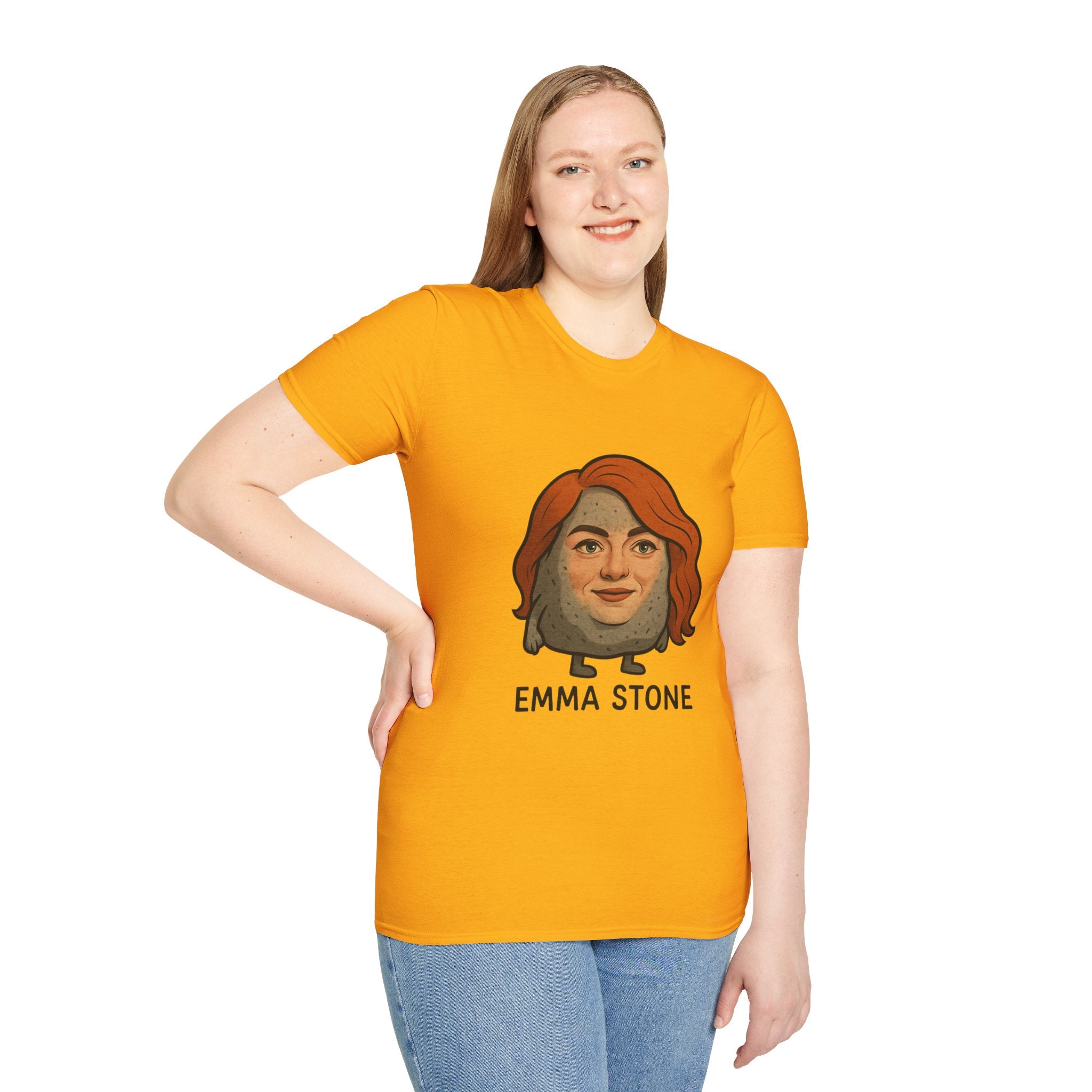 Emma Stone funny shirt wordplay pun actress and an actual stone mashup