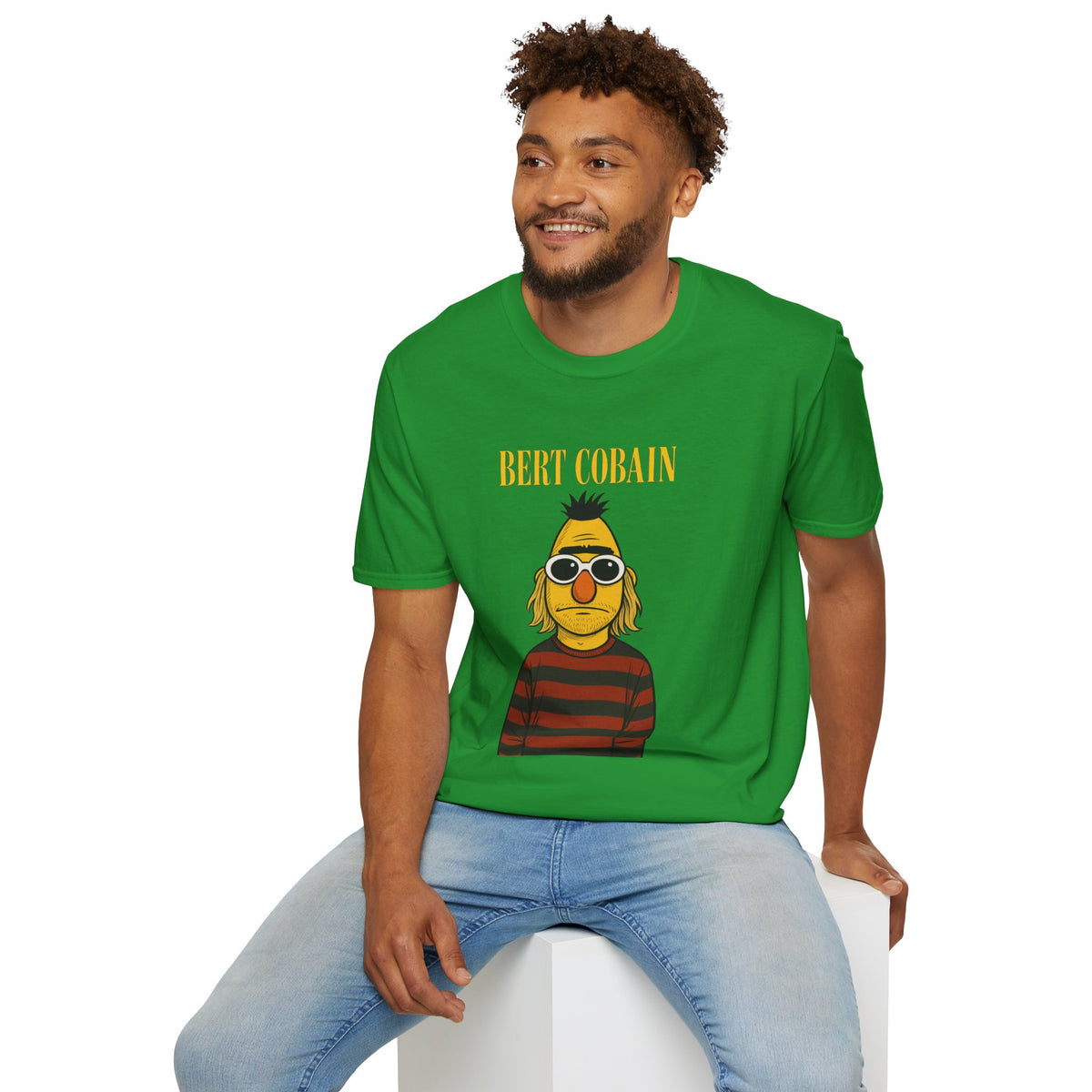 Bert Cobain funny mashup Kurt Cobain and Bert from sesame street wordplay unisex gift tee music lover