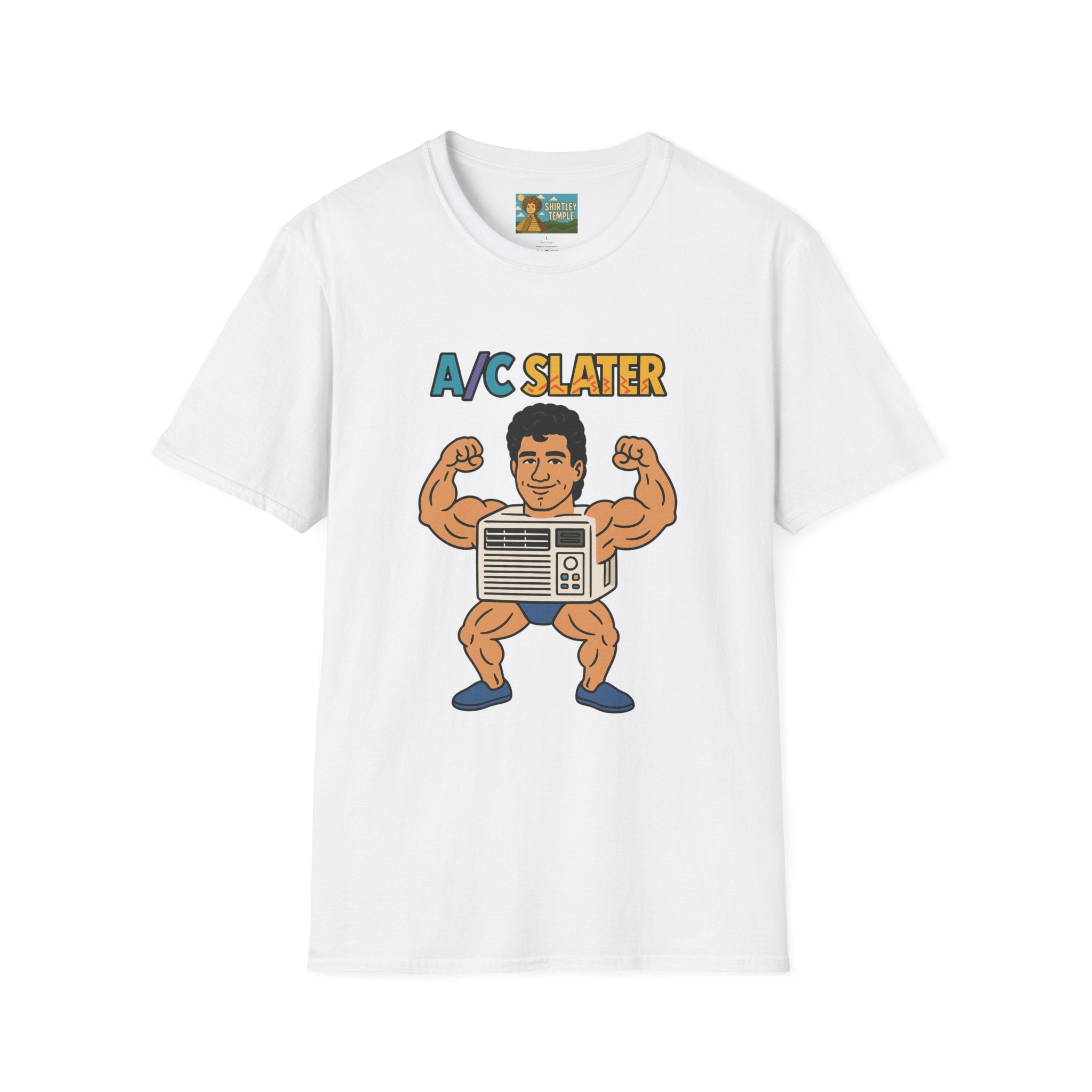 A/C Slater Word Play Unisex Softstyle T-Shirt, Saved by the Bell Tee, Funny Air Conditioner Shirt, Retro 90s Clothing, Vintage TV Fan Gift