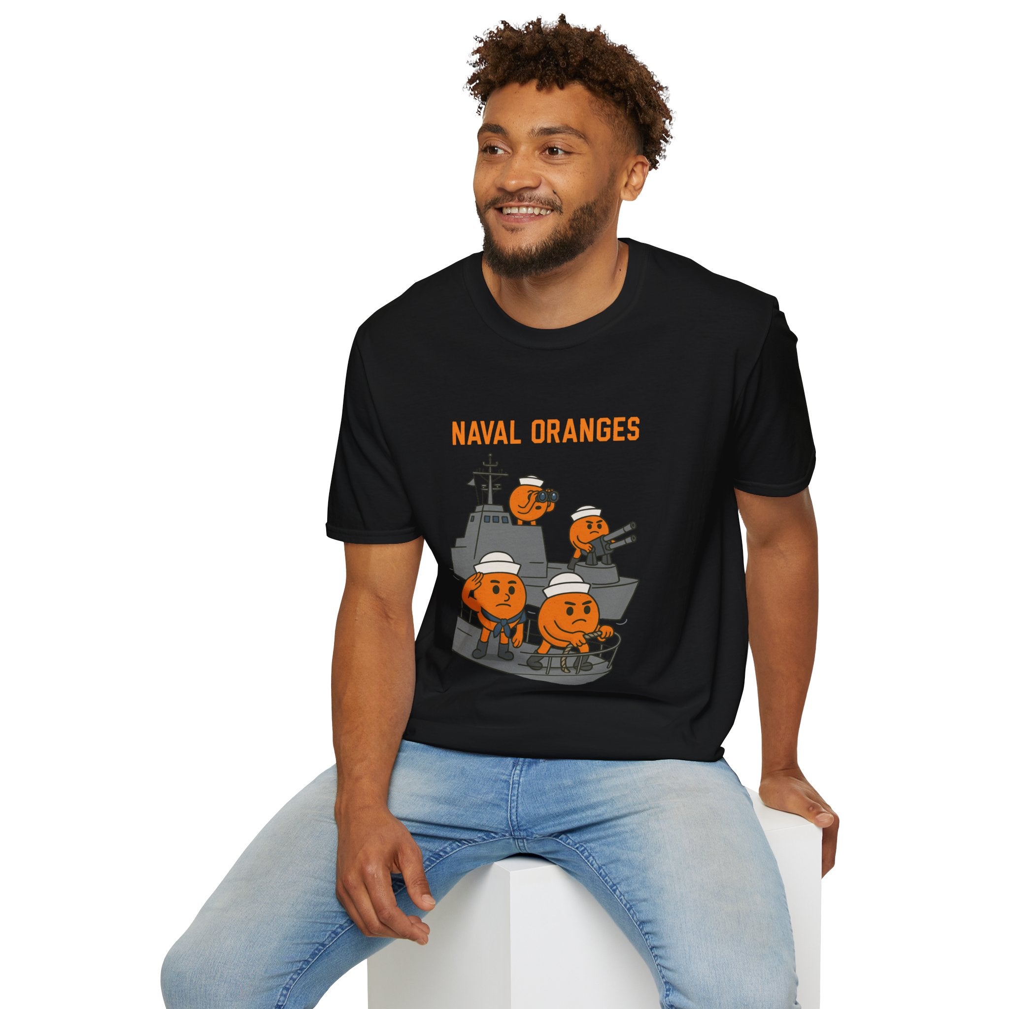 Naval Oranges Unisex Softstyle T-Shirt, Funny Shirt Parody Wordplay Mashup, Navy People Comedy Pun Punny, Navel Oranges Tee, Citrus Humor