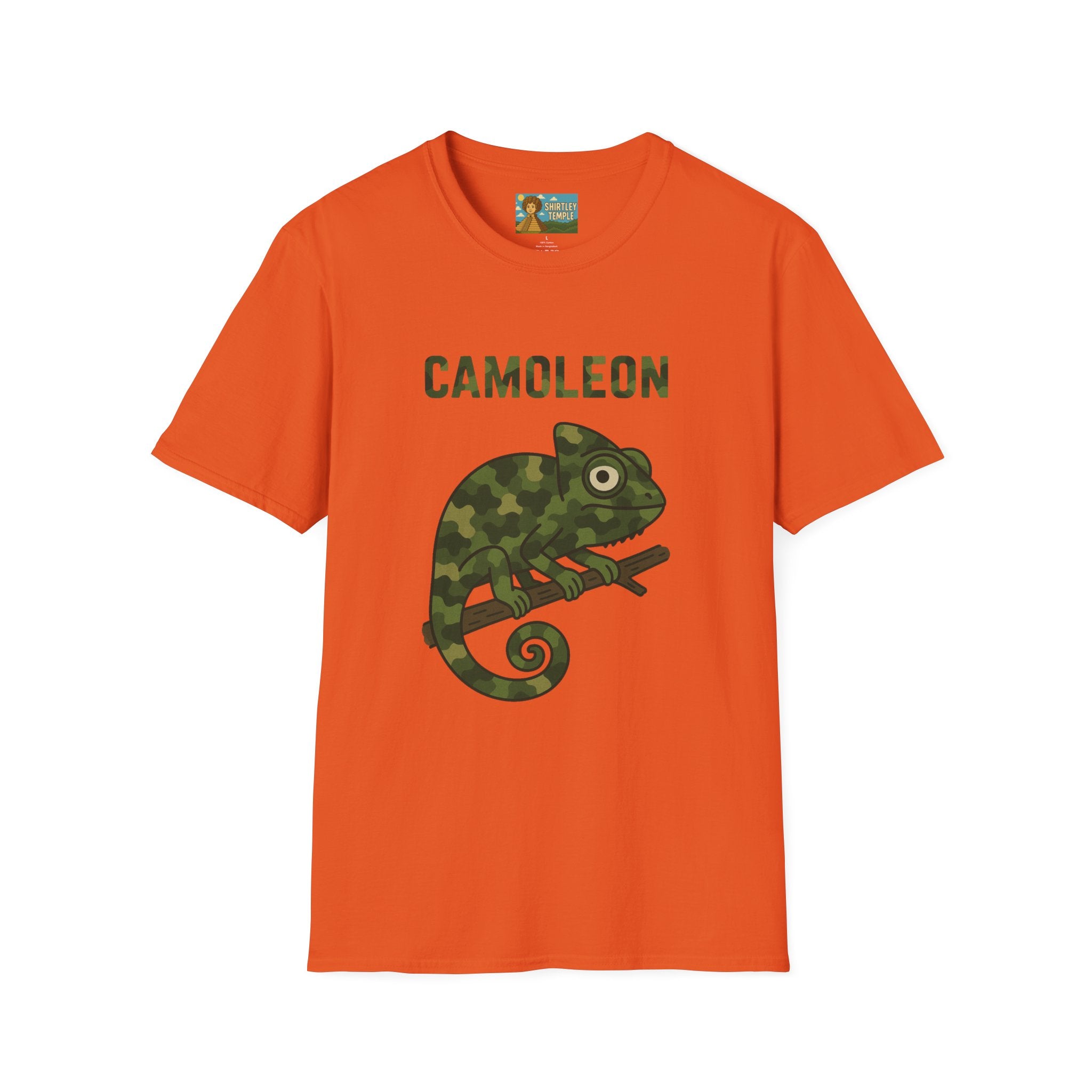Camoleon Funny Parody T-Shirt, Comedy Mashup Tee, Military Camo Chameleon Shirt, Unisex Softstyle Top
