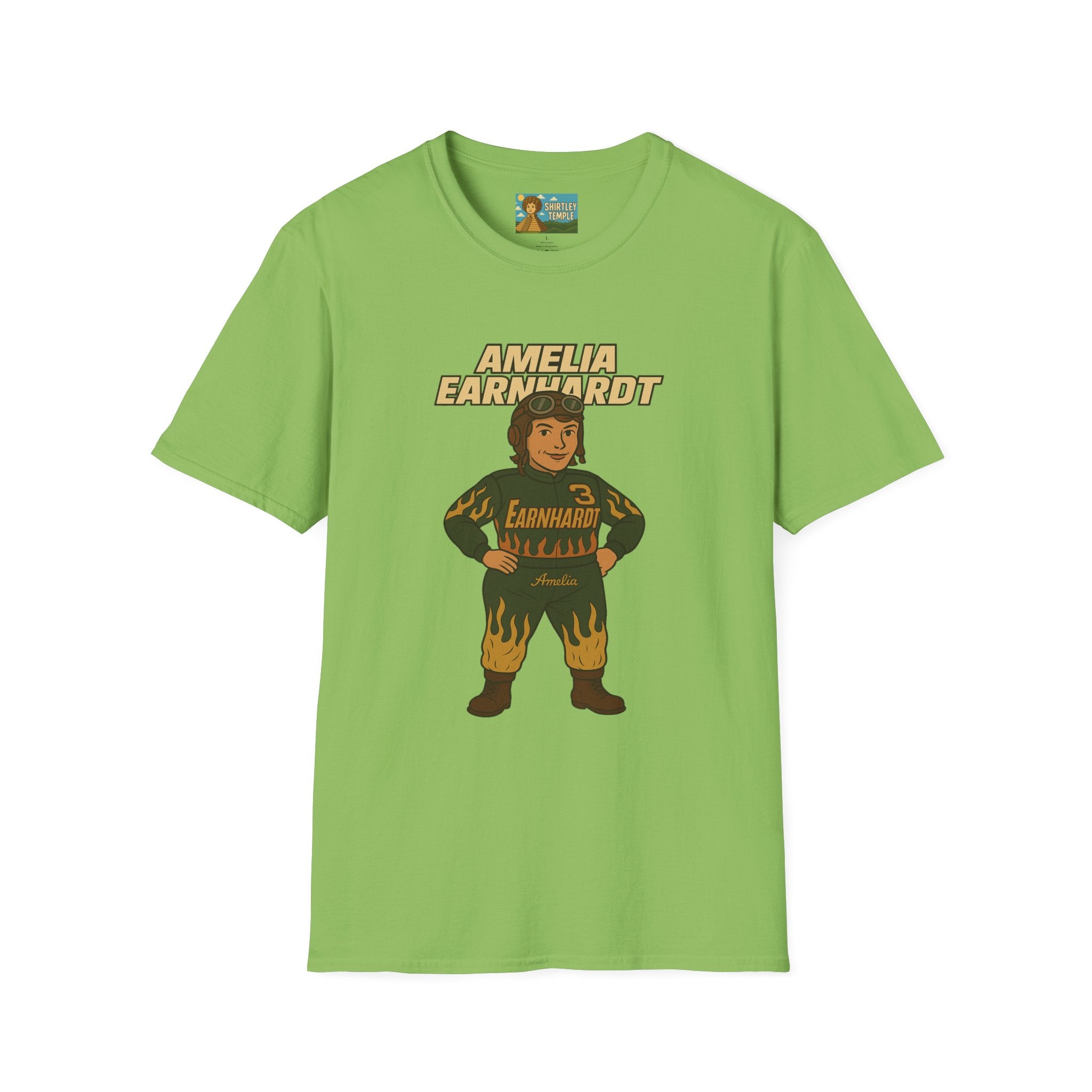 Amelia Earnhardt Funny Mashup Unisex Softstyle T-Shirt, Pilot Pun Tee, Earhart Earnhardt Gift, Aviation Racing Shirt