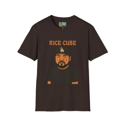 Rice Cube Funny T-Shirt, Ice Cube Asian Parody Shirt, Wordplay Tee, Hip-Hop Music Fan Gift, Unisex Softstyle Top