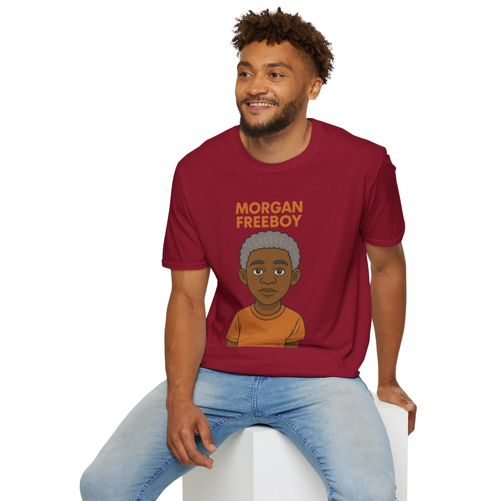 Morgan Freeboy Tribute T-Shirt, Funny Parody Tee, Morgan Freeman Wordplay Shirt, Unisex Softstyle, Gift for Comedy Lovers, Pop Culture Top