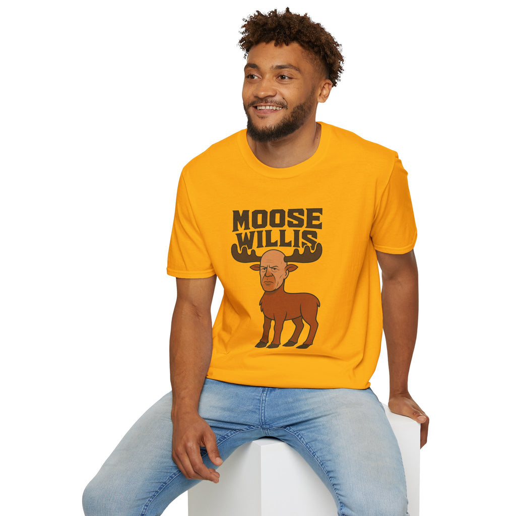 Moose Willis T-Shirt, Bruce Willis Parody Shirt, Moose Pun Tee, Comedy Mashup Apparel