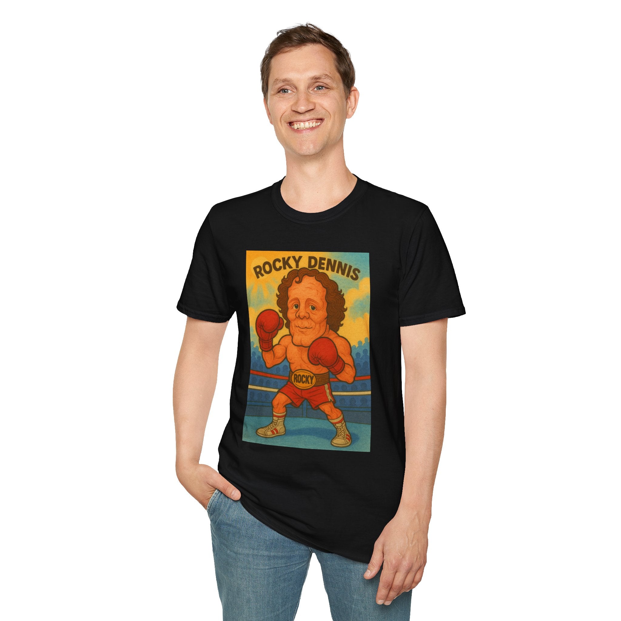Rocky Dennis The Mask Rocky Mashup T-Shirt, Funny Movie Crossover Tee, Rocky Balboa Gift Shirt, Unisex Softstyle Top