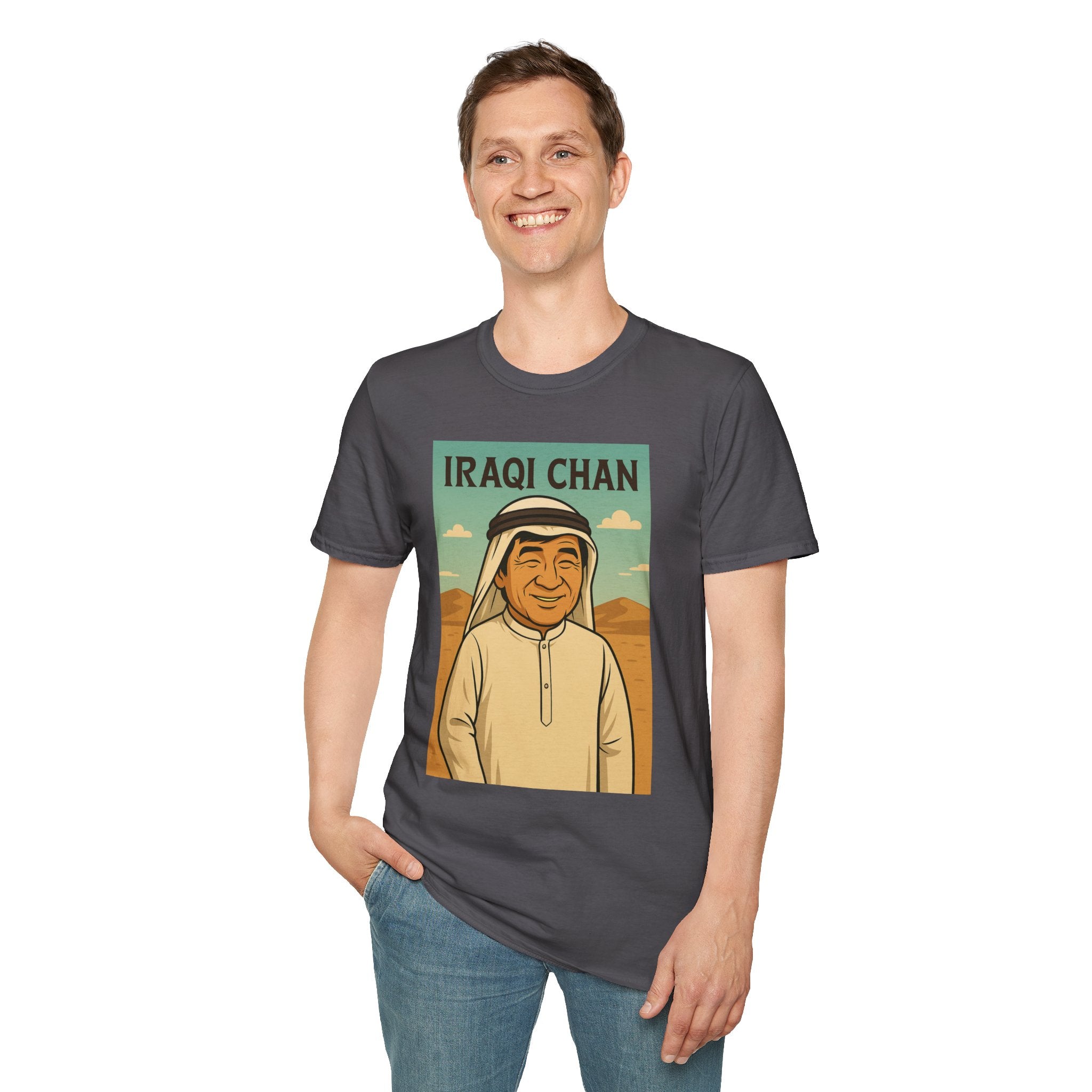 Iraqi Chan Unisex T-Shirt, Funny Jackie Chan Parody Apparel, Comedy Tribute Tee, Mashup Shirt