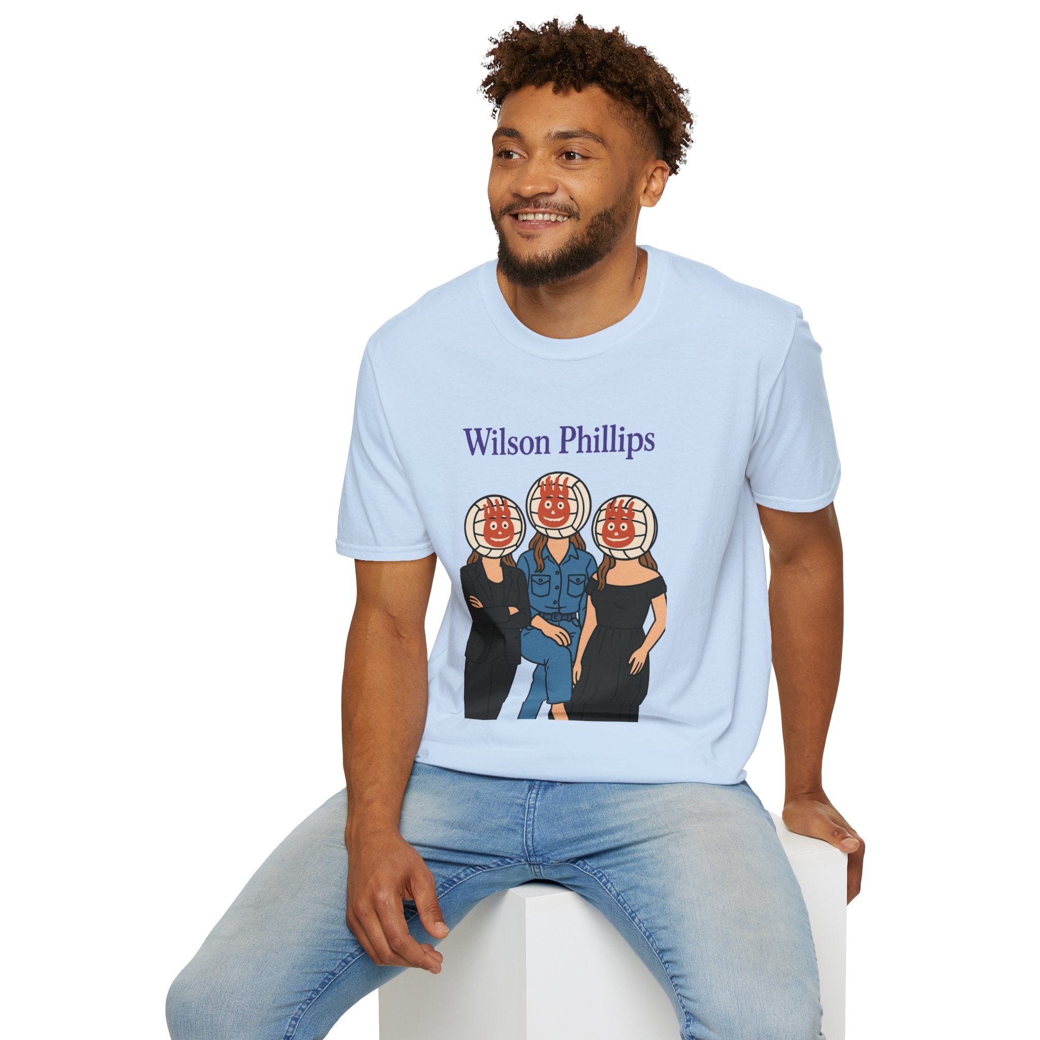 Wilson and Phillips Mashup Softstyle T-Shirt, Funny Wordplay Tribute Singers, Volleyball Theme Gift Tee