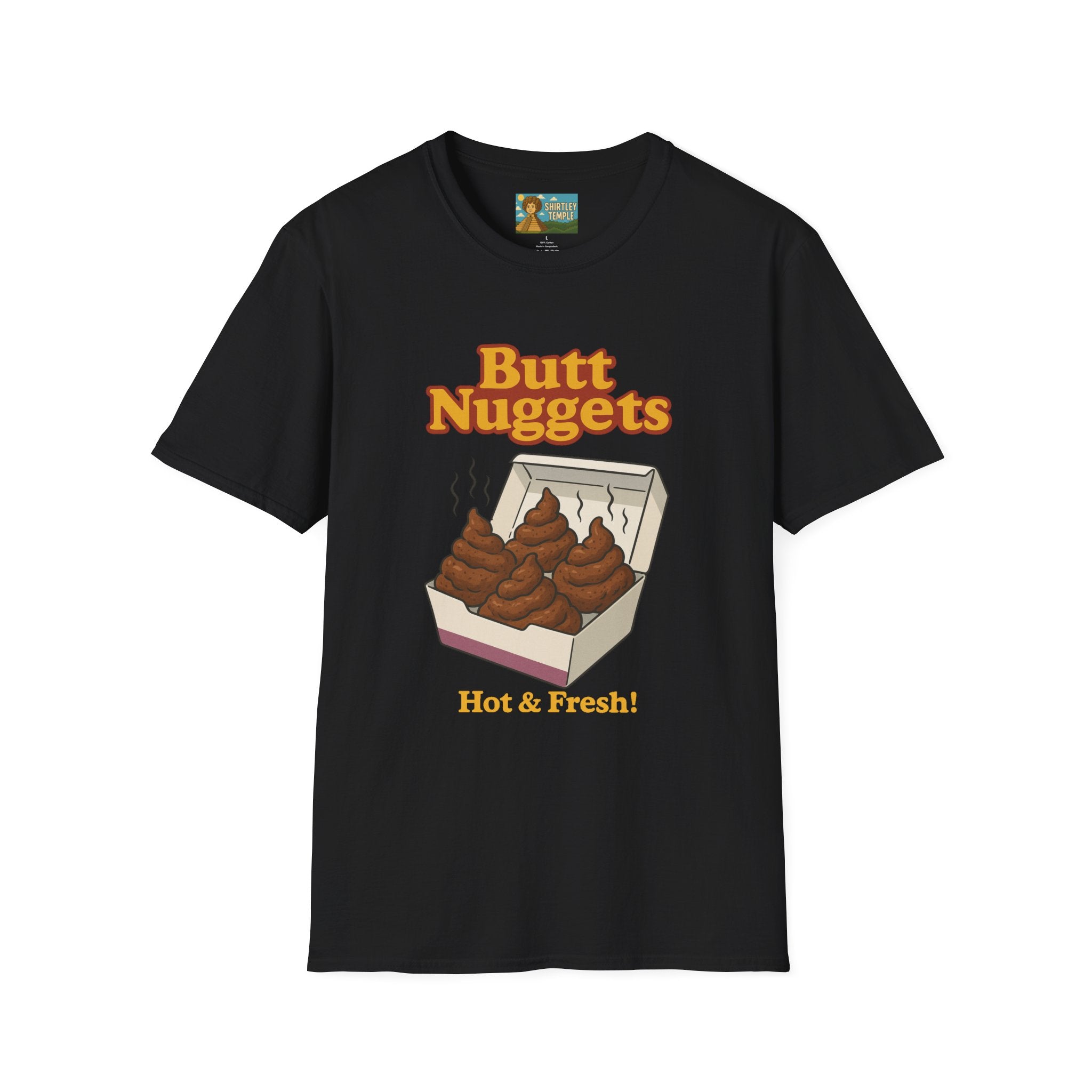 Butt Nuggets Funny Unisex Softstyle T-Shirt, Chicken Poop Pun Tee, Hilarious Wordplay Apparel, Comfy Graphic Shirt, Unisex Shirt for Joke