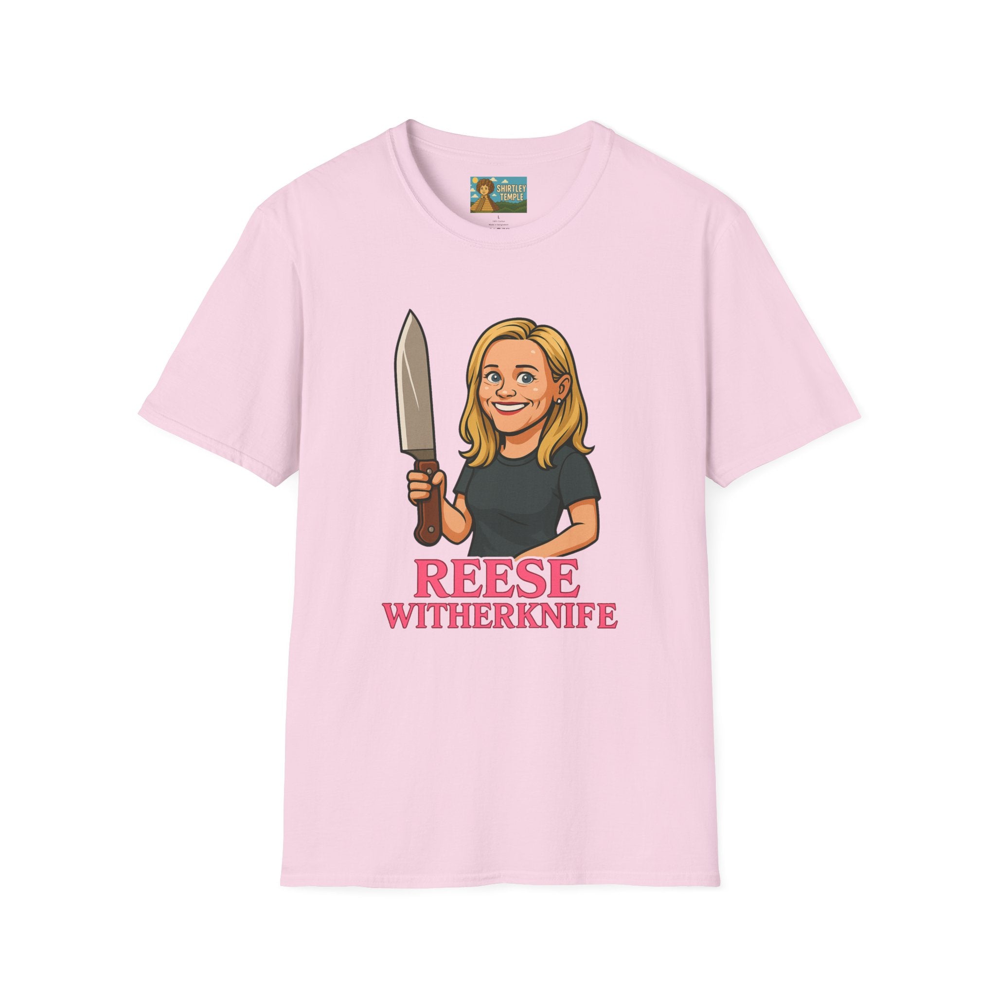 Reese Witherknife Funny Shirt, Comedy Parody Actress Tee, Unisex Softstyle T-Shirt, Wordplay Giant Knife Top, Gift for Movie Lovers, Pop