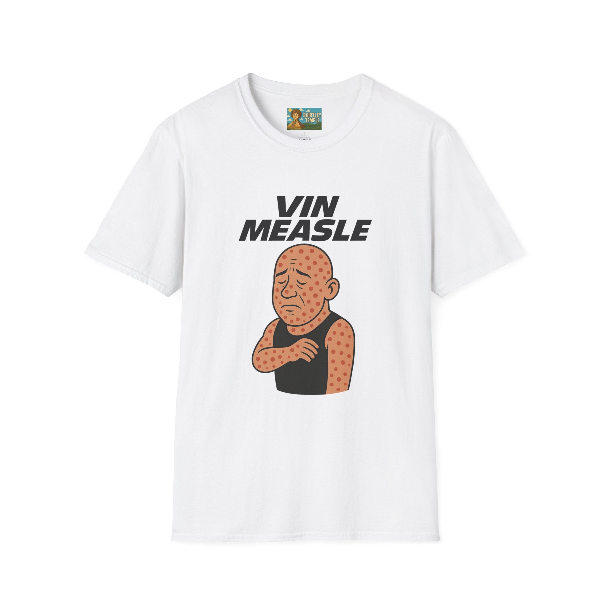 Vin Measle Parody Unisex Softstyle T-Shirt, Actor Measles Wordplay Tee, Humorous Graphic Tee Shirt, Comedy Movie Fan Gift, Lightweight