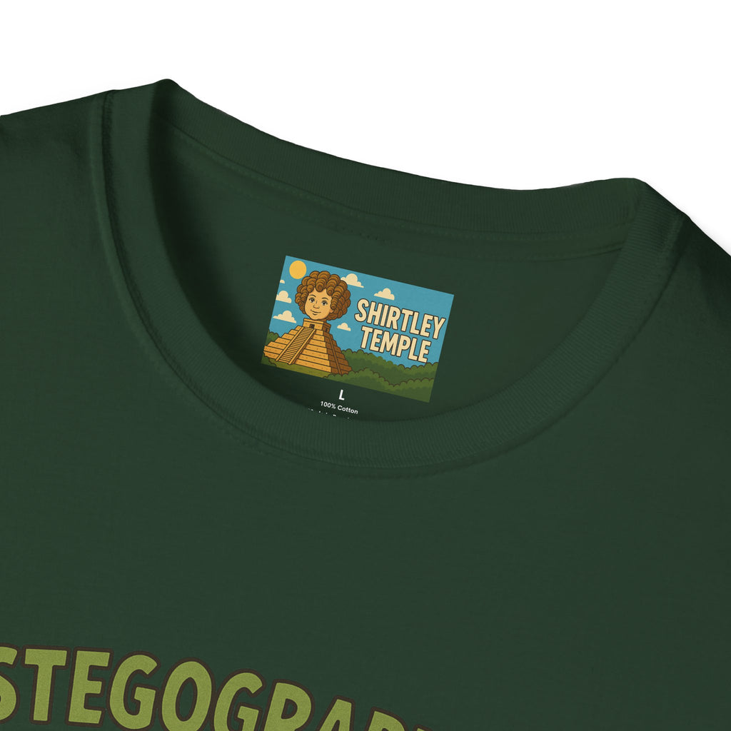 Stegographer Funny Stegosaurus Stenographer Mashup Softstyle Tee, Dino Wordplay Shirt, Unisex Tshirt Gift, Office tee for Dinosaur