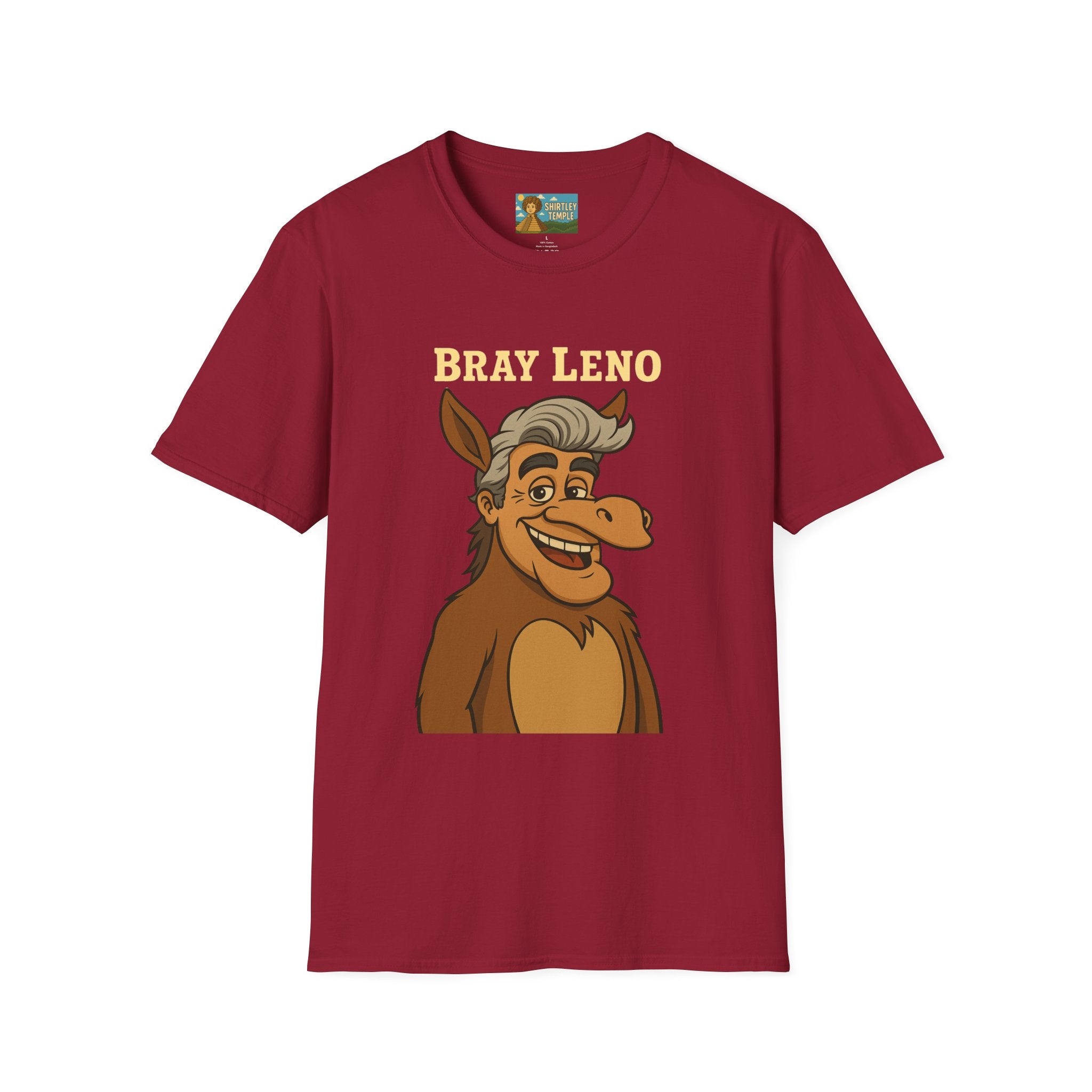 Bray Leno Parody Unisex Tee, Jay Leno Donkey Mashup Shirt, Funny Wordplay Comedy Gift, Softstyle T-Shirt