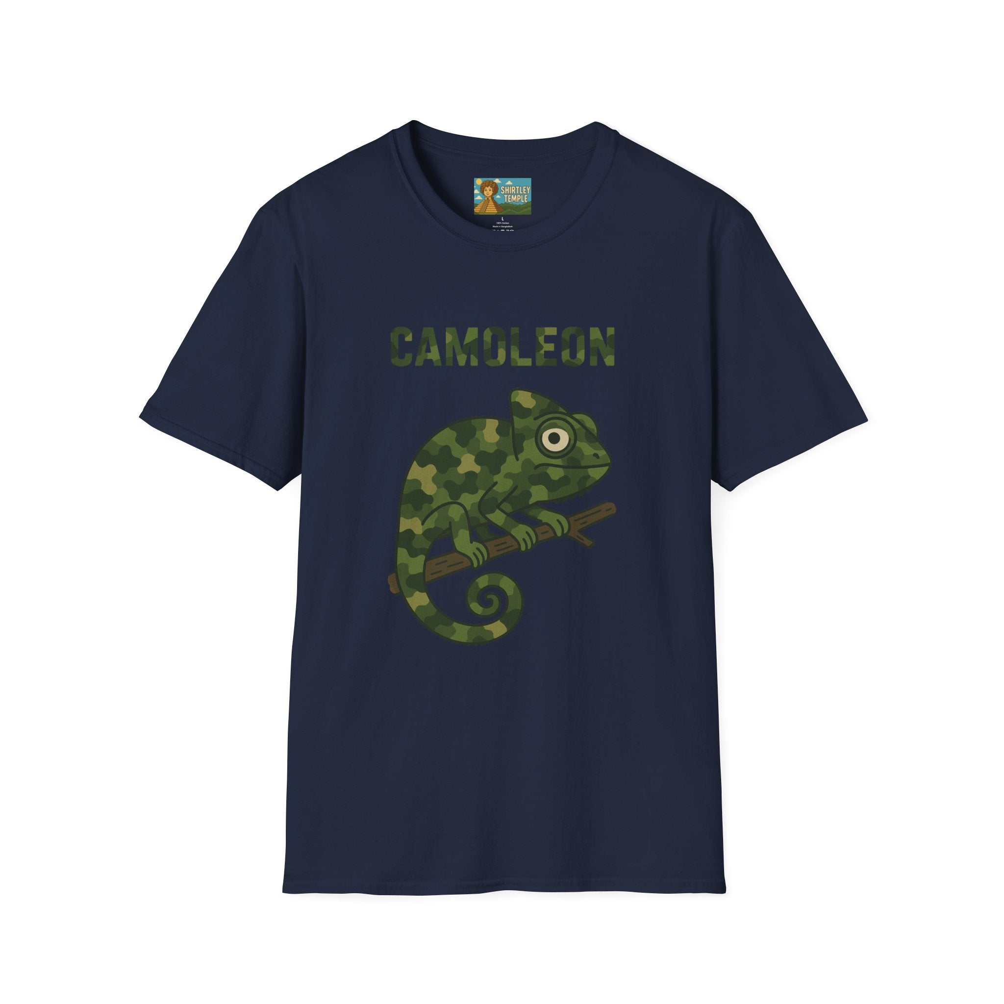 Camoleon Funny Parody T-Shirt, Comedy Mashup Tee, Military Camo Chameleon Shirt, Unisex Softstyle Top