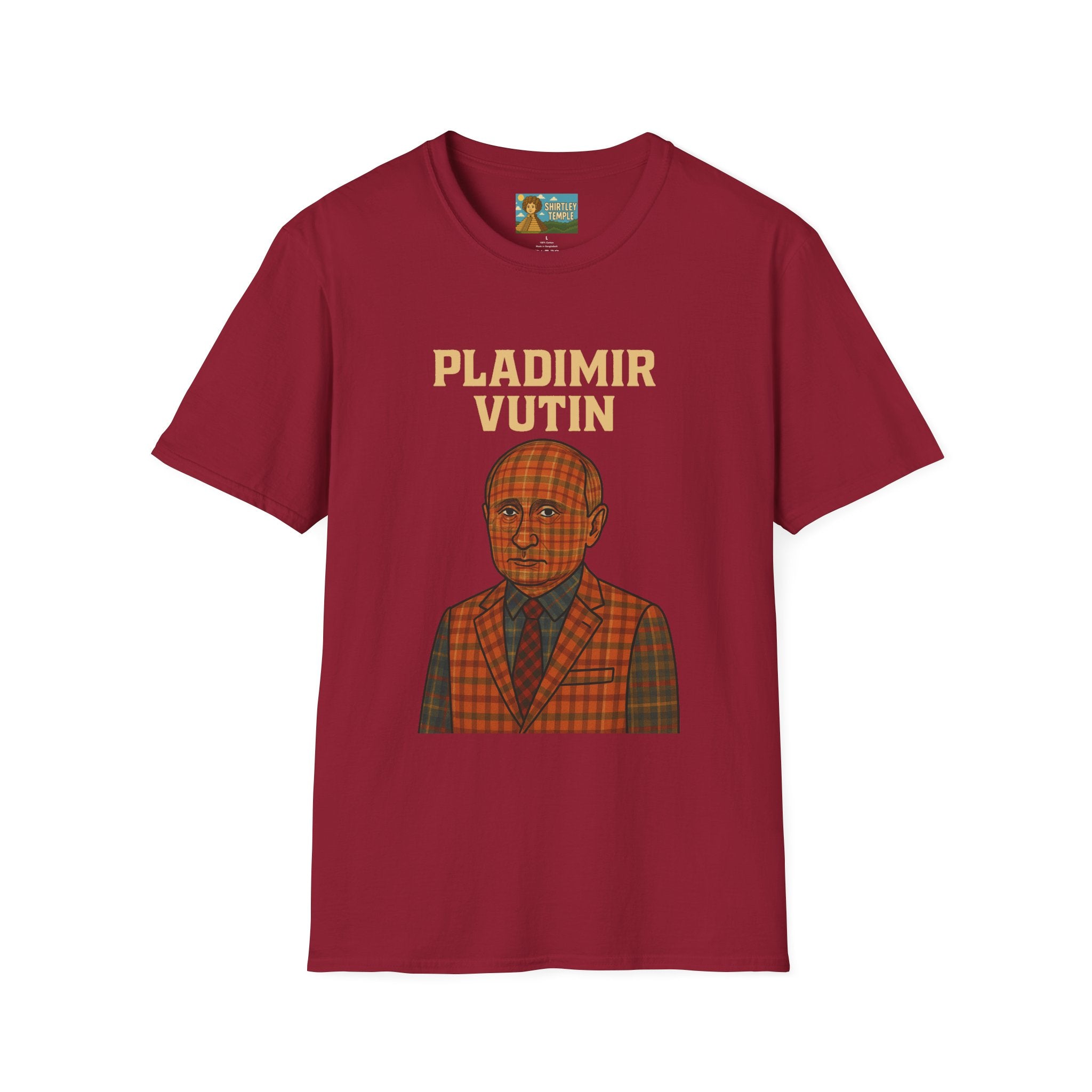 Pladimir Vutin T-Shirt, Funny Putin Parody Shirt, Plaid Person Pun Tee, Comedy Putin Plaid Top, Vladimir Putin Plaid Wordplay Apparel
