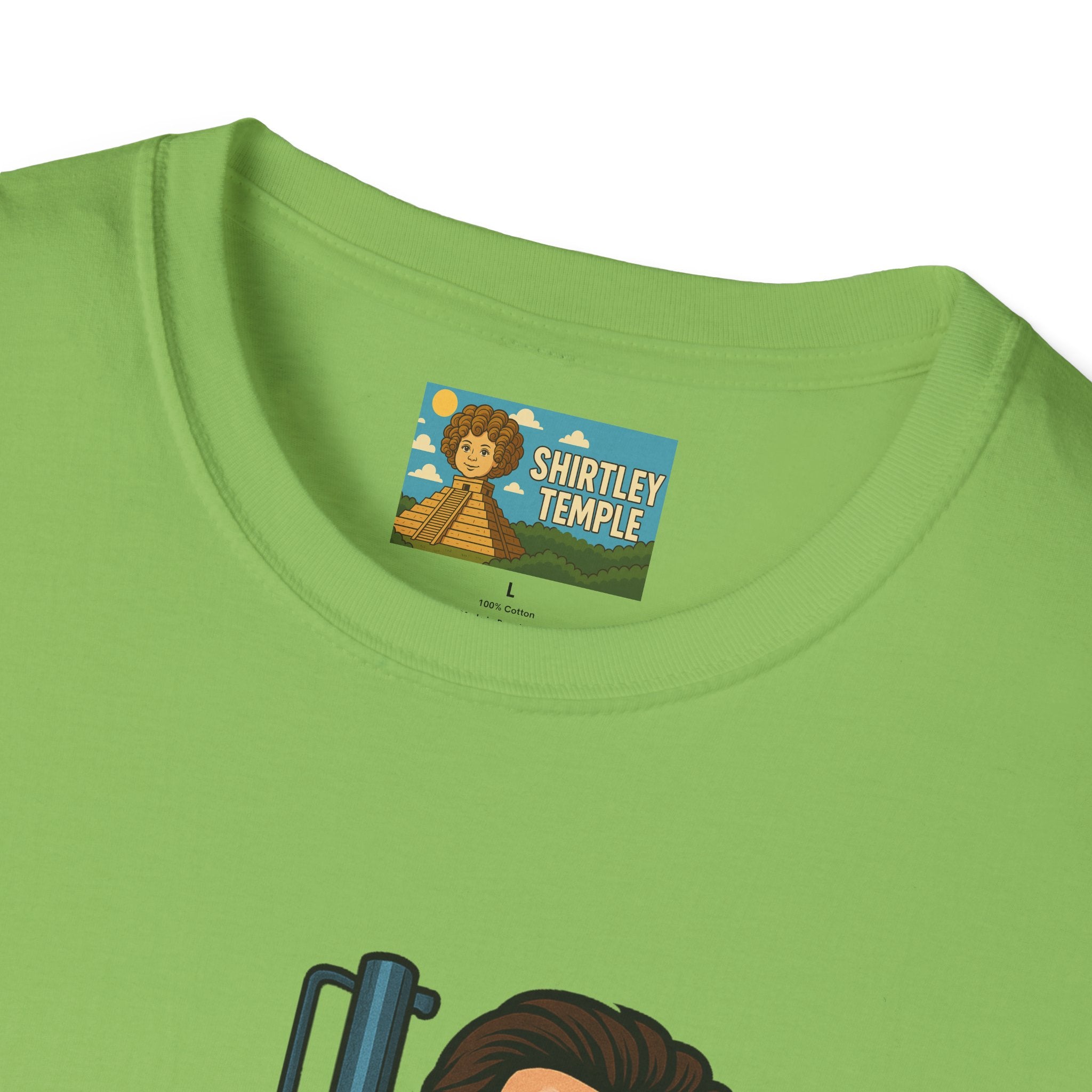 Christian Baler Funny Shirt, Parody Tee, Unisex Softstyle T-Shirt, Comedy Mashup Top, Christian Bale Cardboard Baler Machine, Gift for Movie